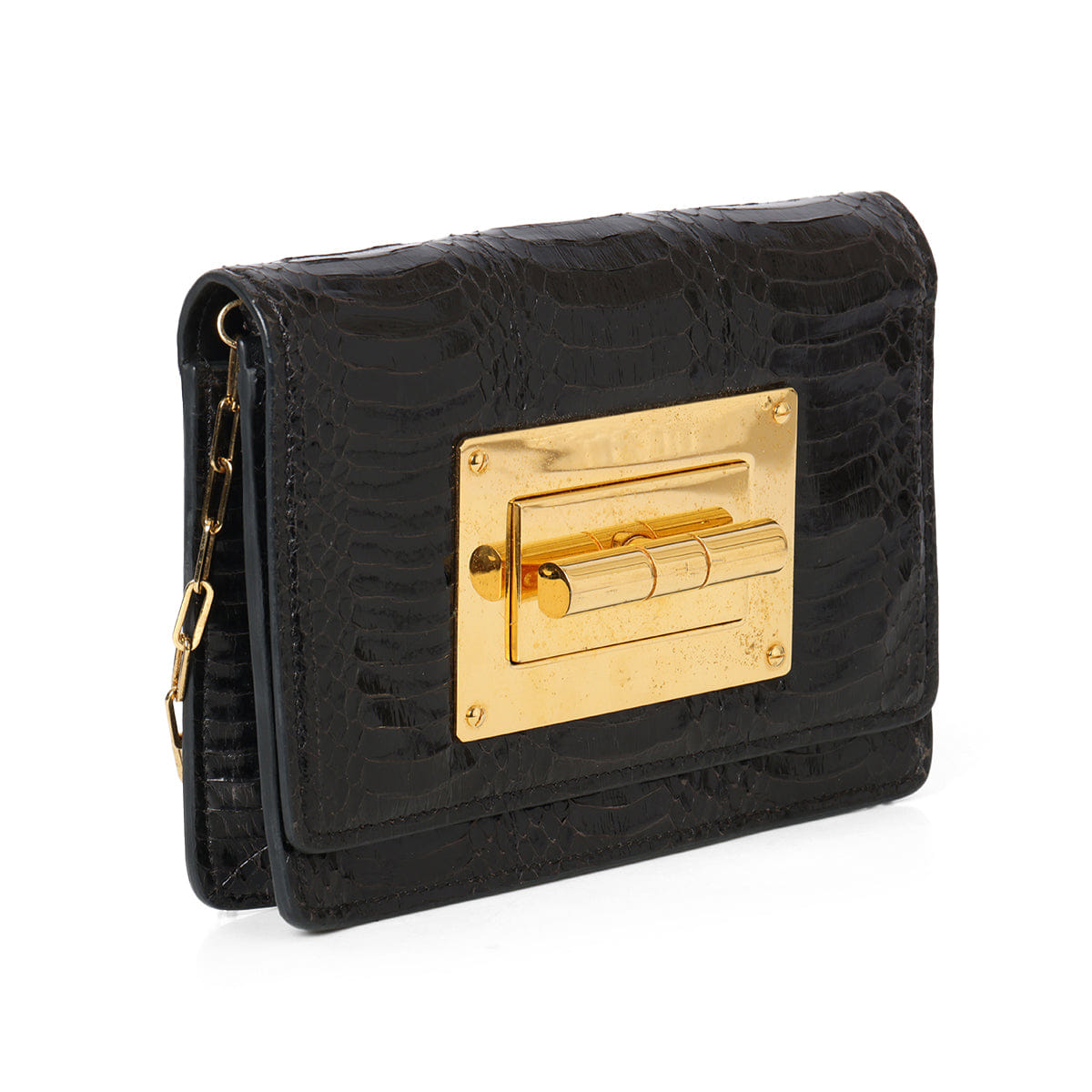 TOM FORD Natalia Black Python Shoulder Bag