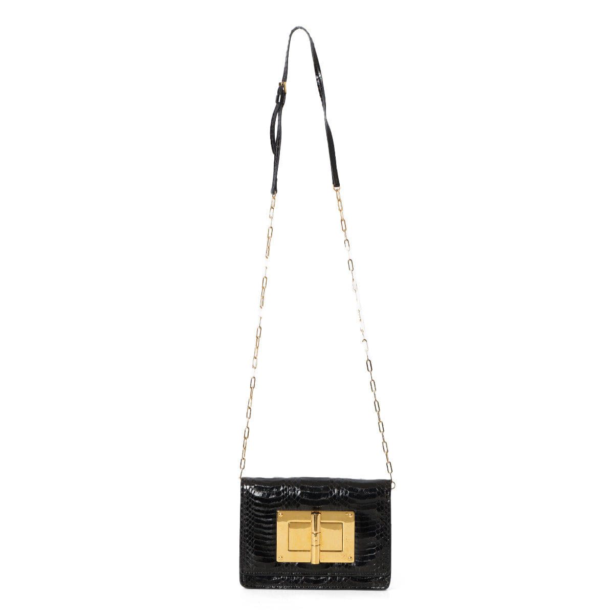 TOM FORD Natalia Black Python Shoulder Bag