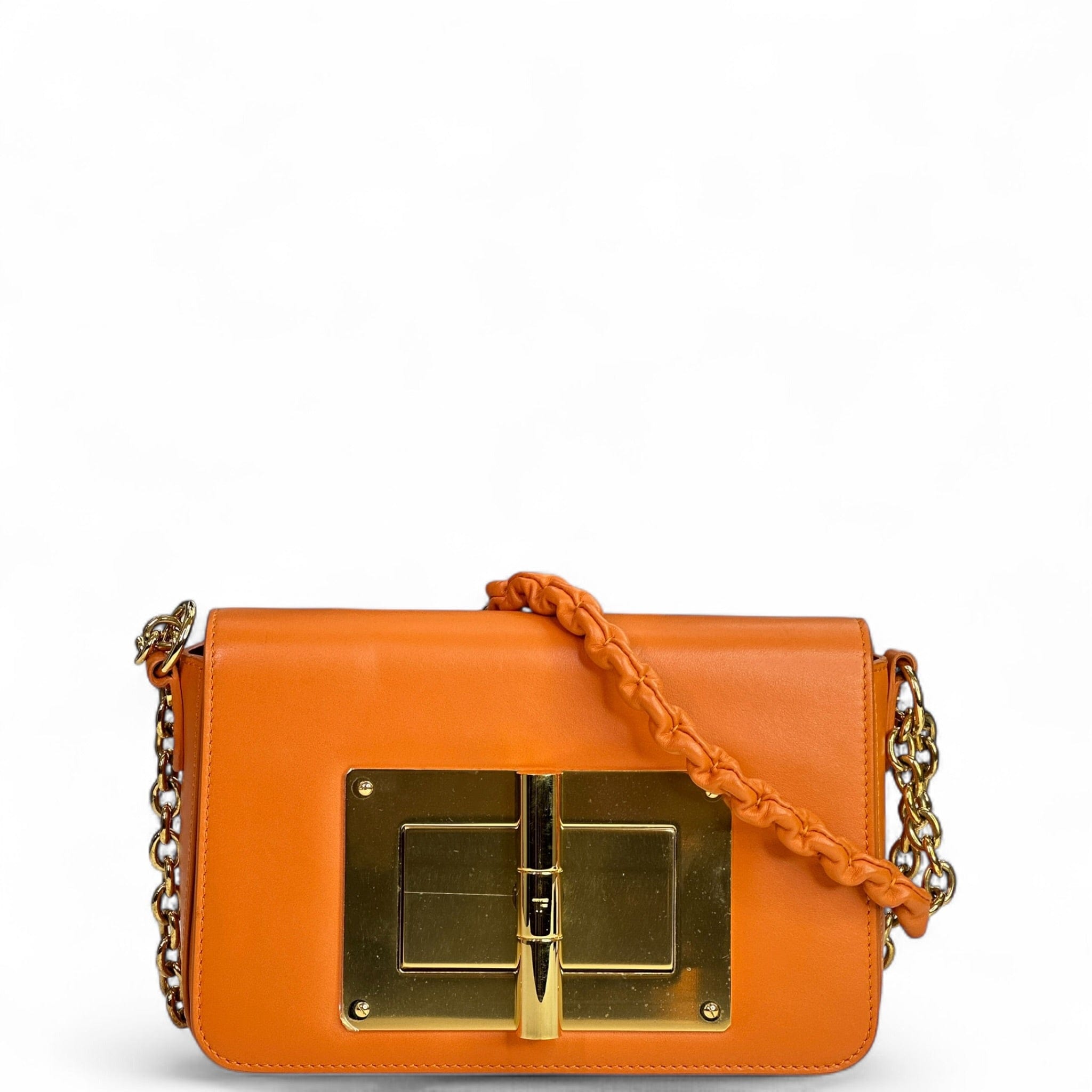 Tom Ford Natalia orange leather shoulder bag