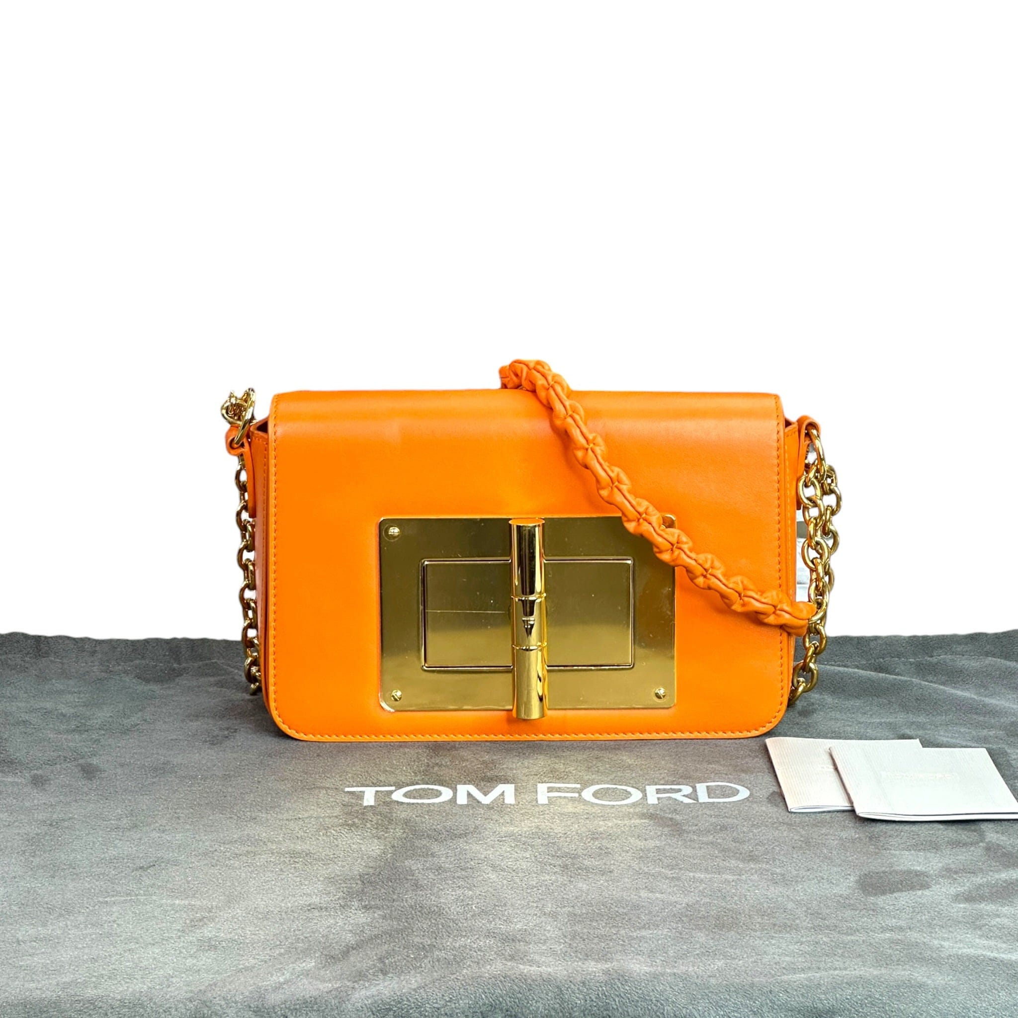 Tom Ford Natalia orange leather shoulder bag