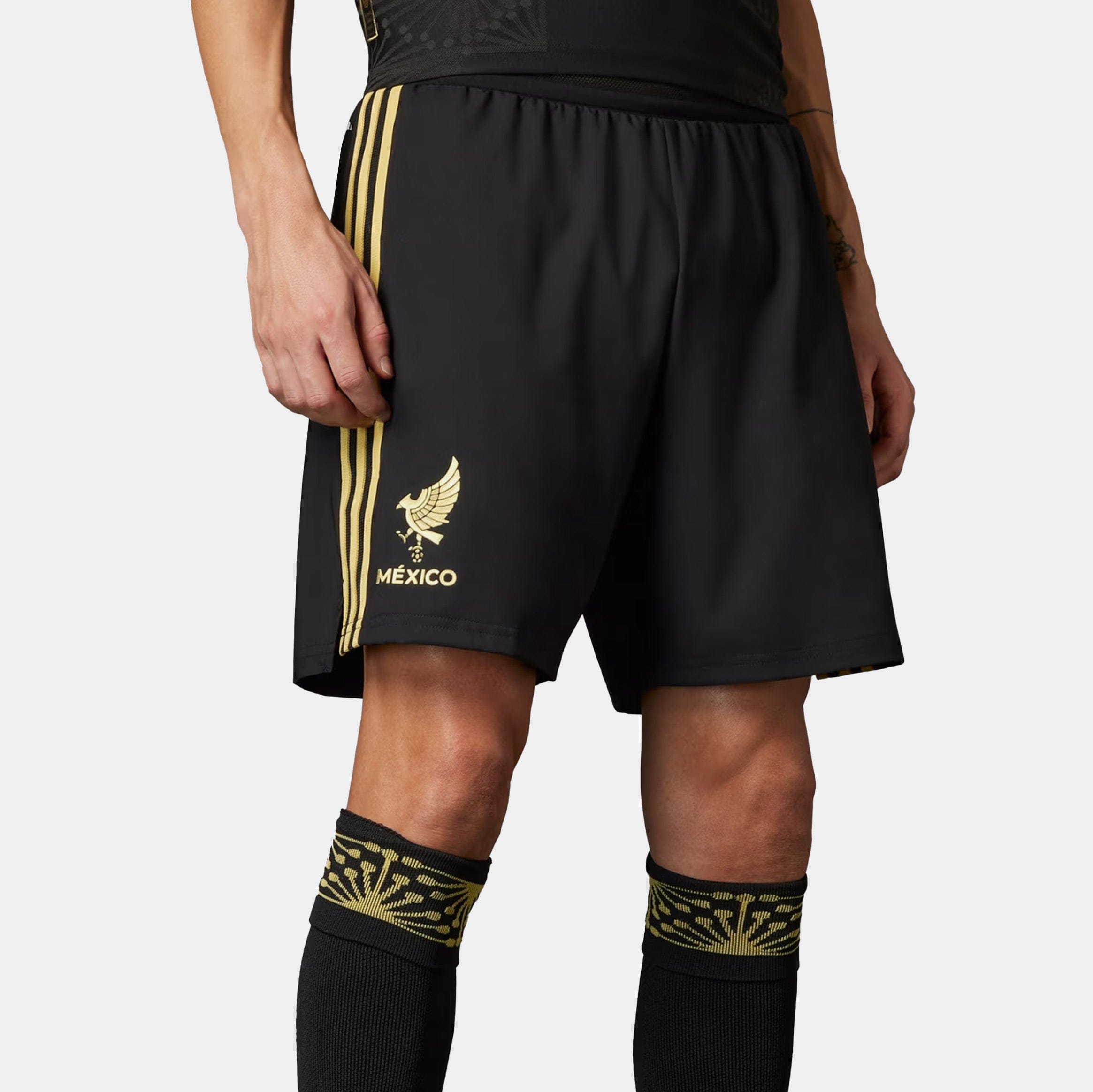 adidas Mexico 25 Gold Mens Shorts (Black/Gold)
