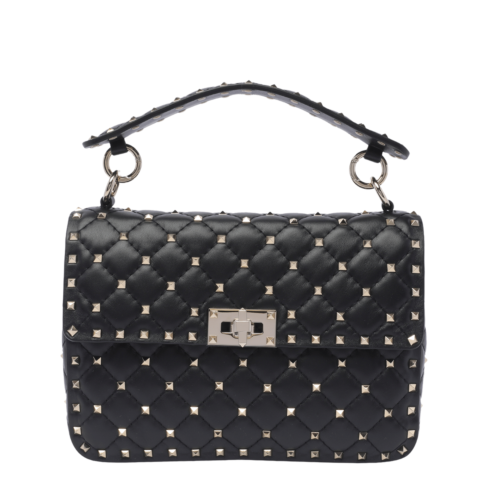 Valentino Rockstud Spike Medium Nappa Shoulder Bag - Black
