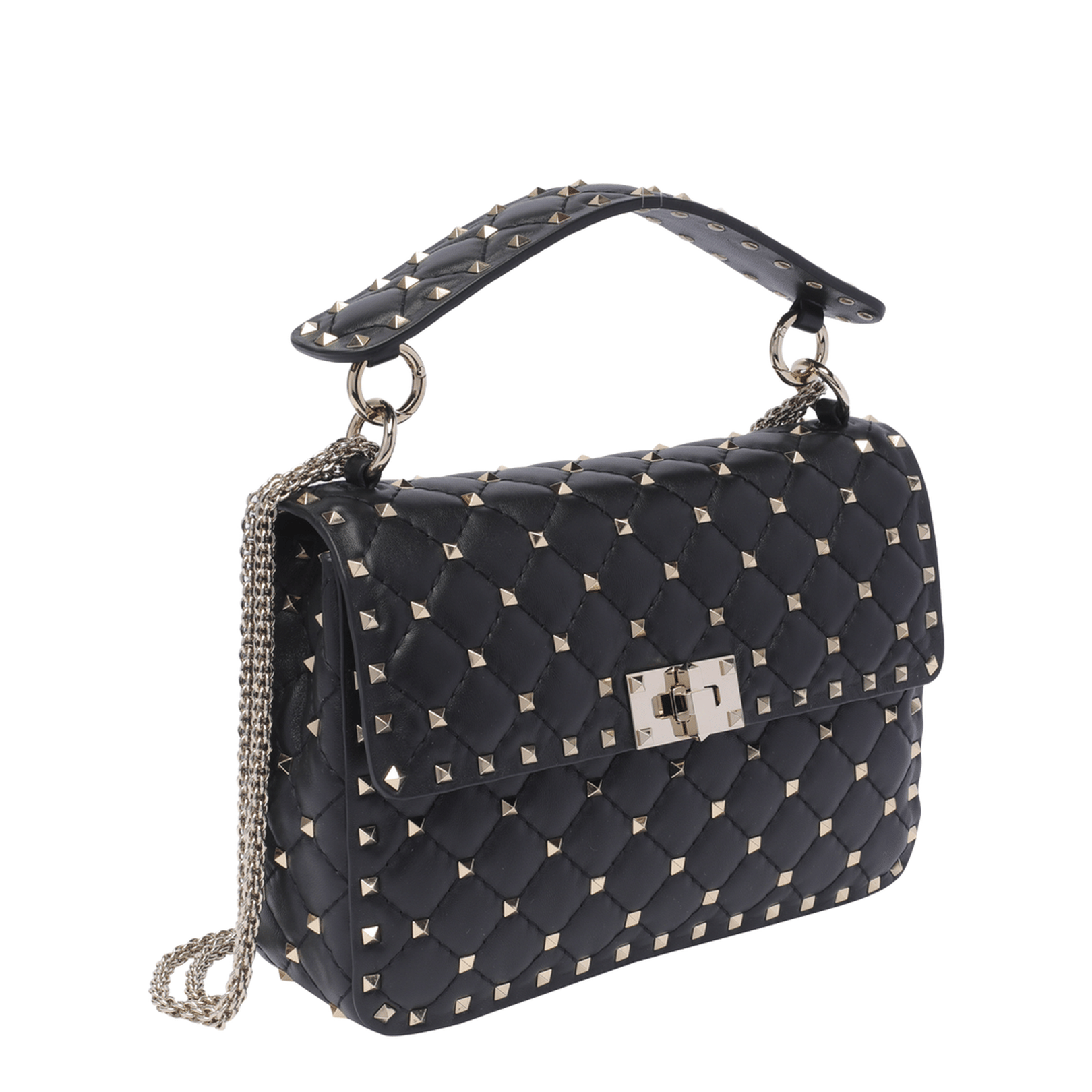 Valentino Rockstud Spike Medium Nappa Shoulder Bag - Black