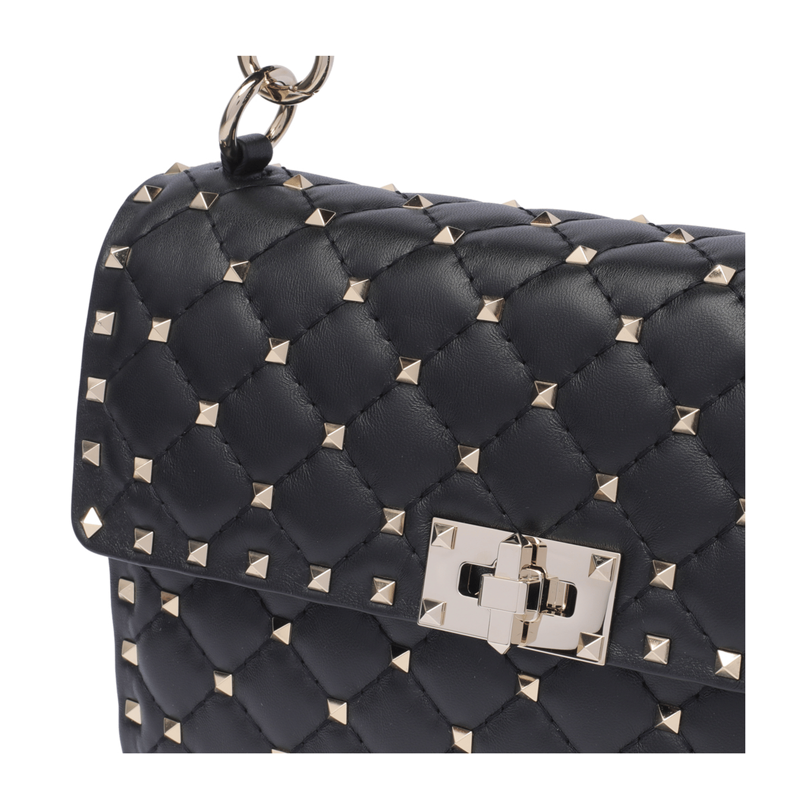 Valentino Rockstud Spike Medium Nappa Shoulder Bag - Black