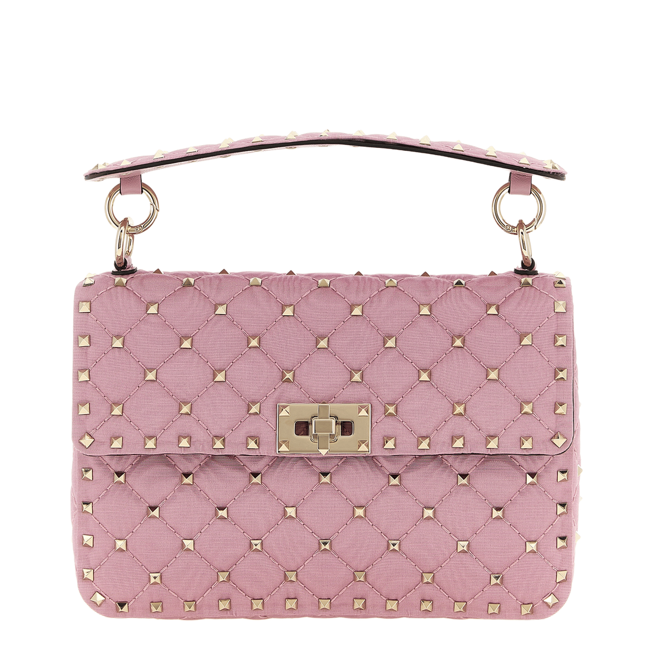 Valentino Rockstud Spike Medium Moiré - Struktur Shoulder Bag - Rose Cannelle