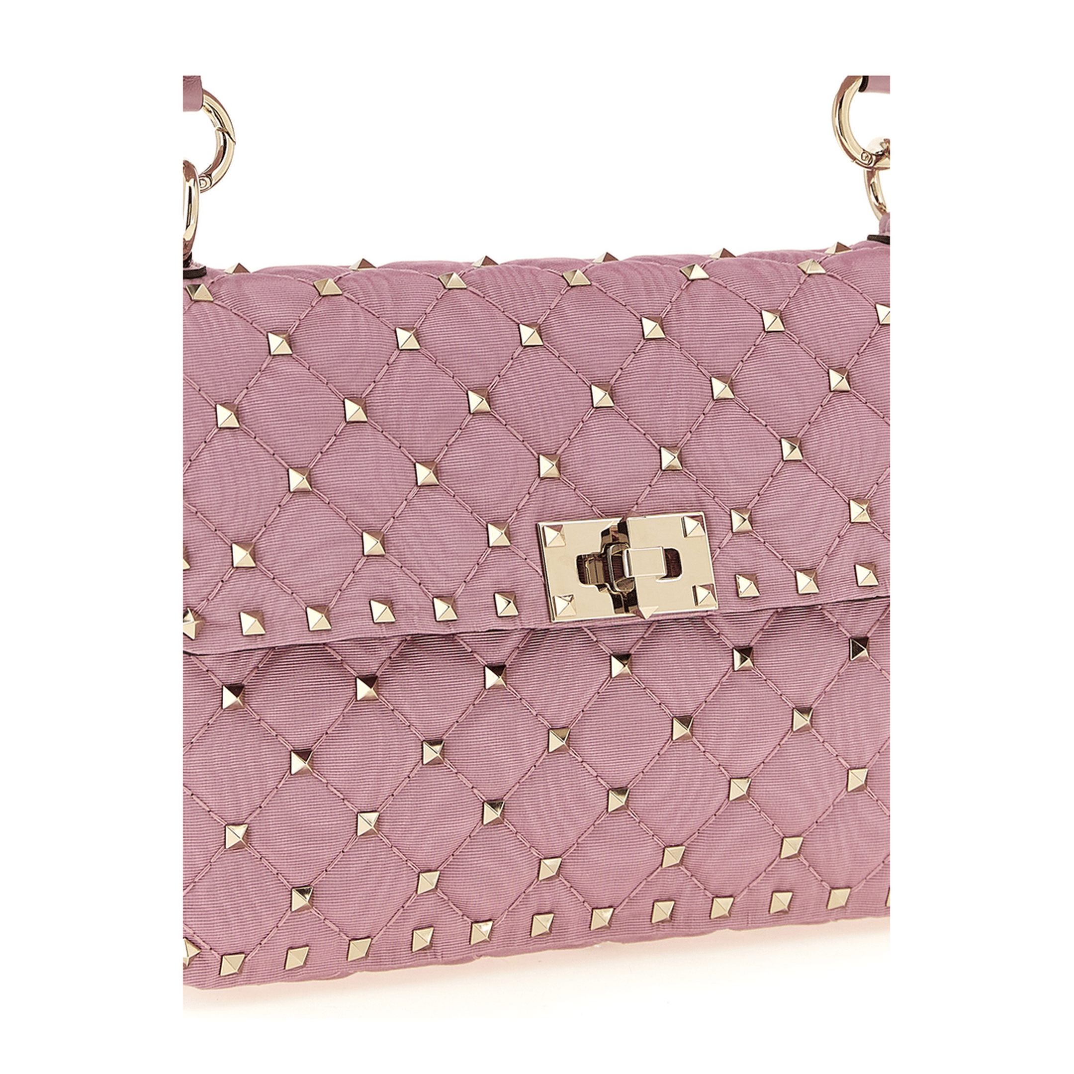 Valentino Rockstud Spike Medium Moiré - Struktur Shoulder Bag - Rose Cannelle