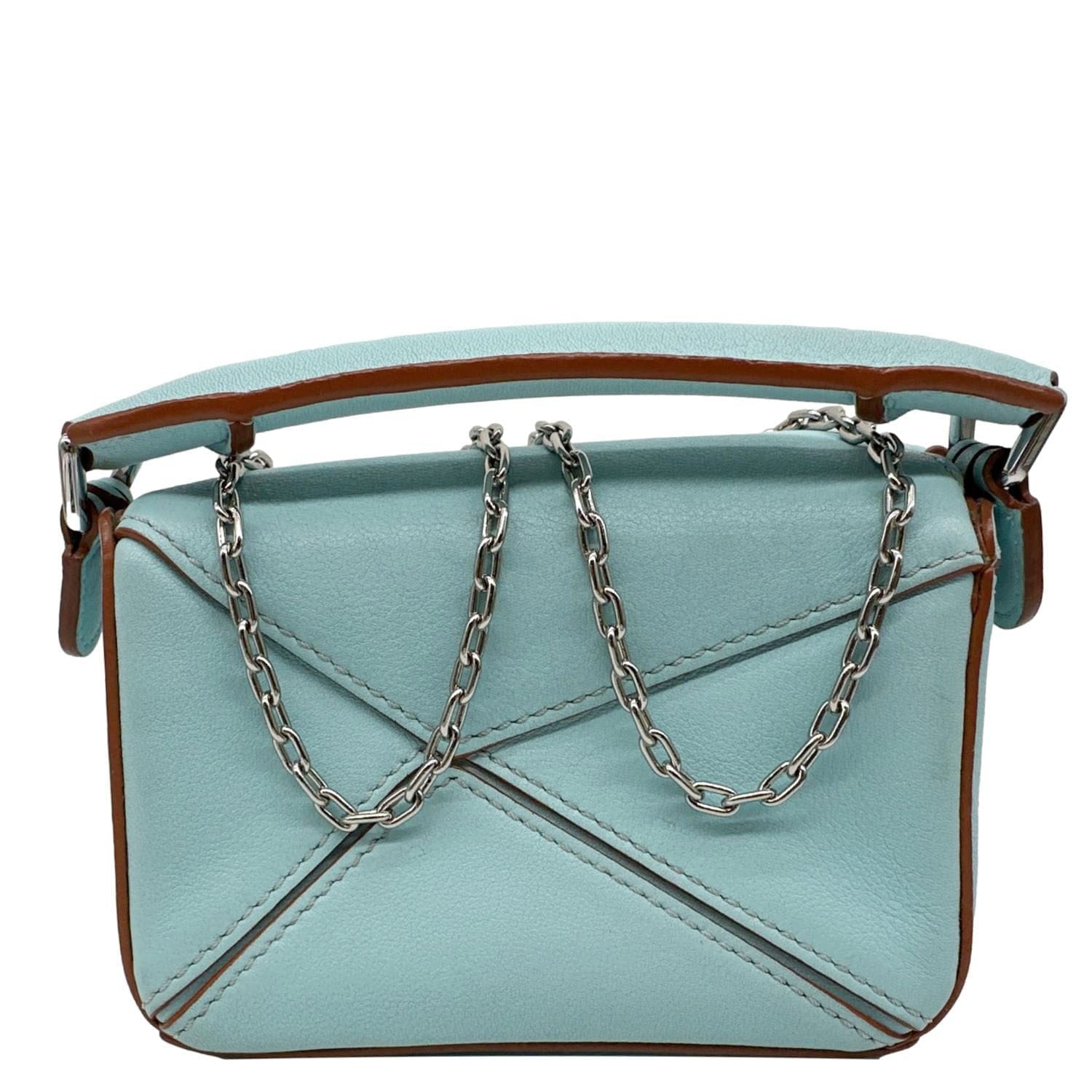 Loewe Puzzle Nano Calfskin Leather Shoulder Bag Blue