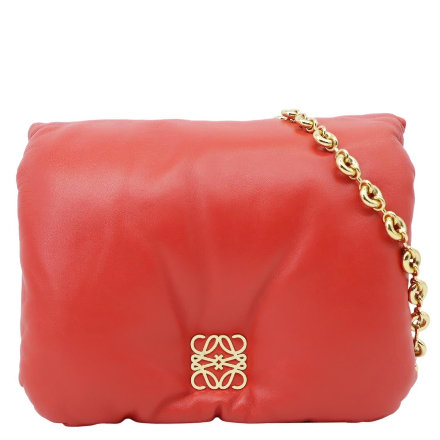 Loewe Goya Small Puffer Lambskin Leather Shoulder Bag Bag Red