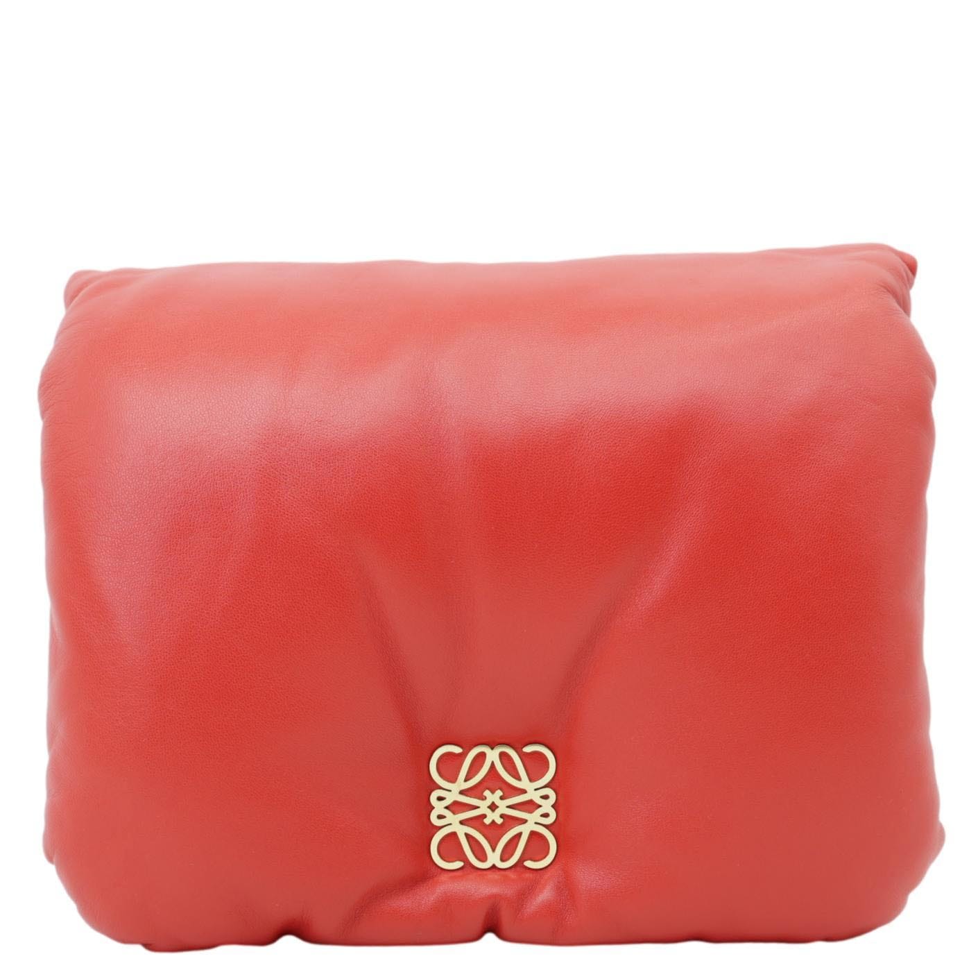 Loewe Goya Small Puffer Lambskin Leather Shoulder Bag Bag Red