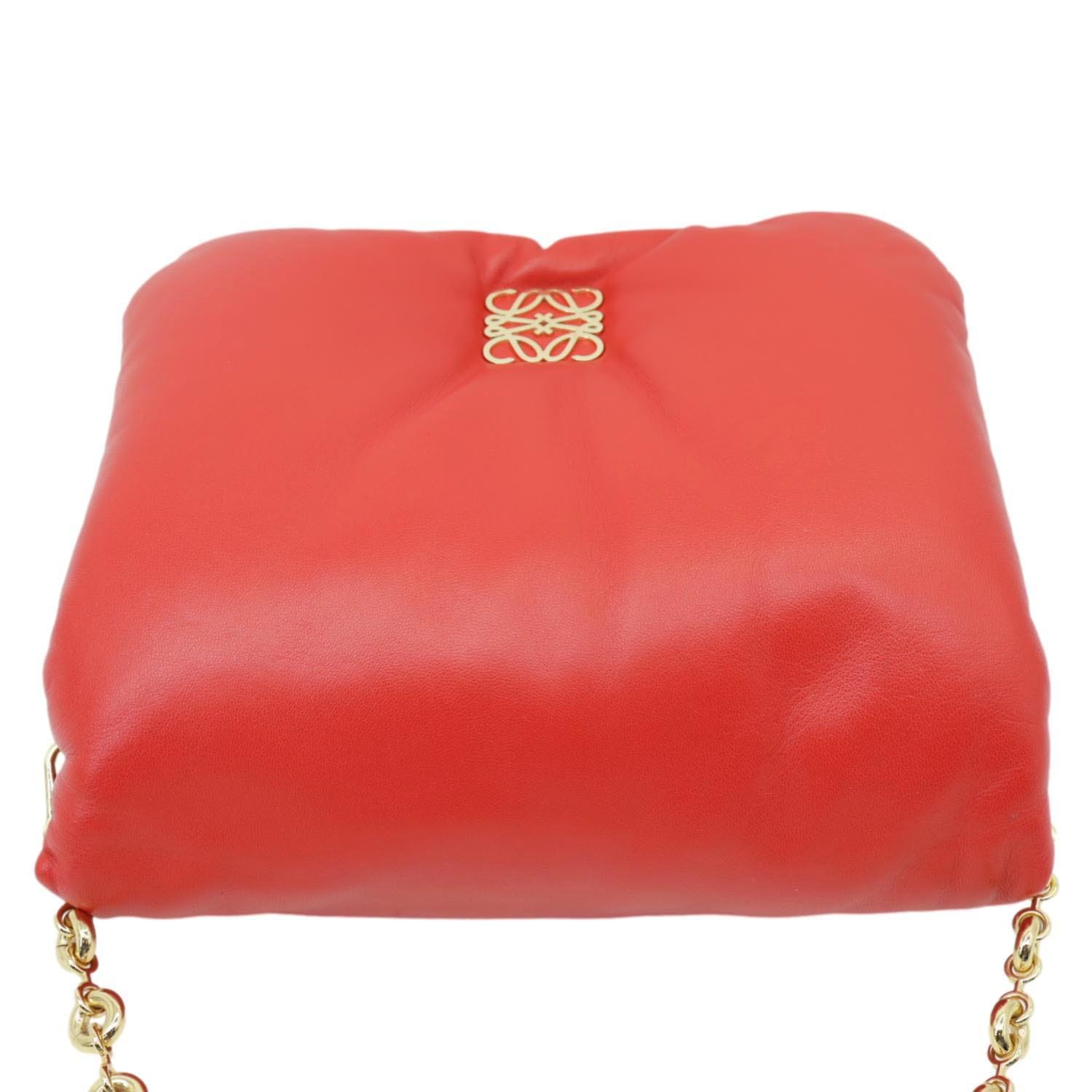 Loewe Goya Small Puffer Lambskin Leather Shoulder Bag Bag Red
