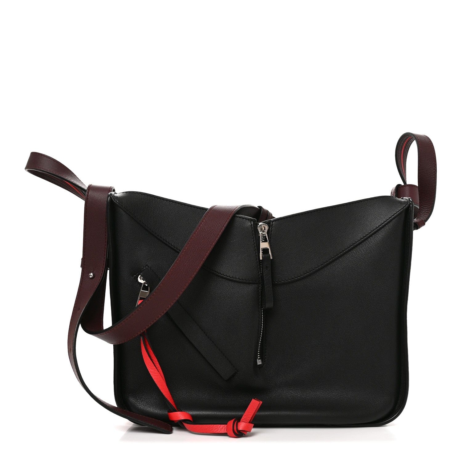 Loewe Calfskin Circle Medium Hammock Shoulder Bag Black Red