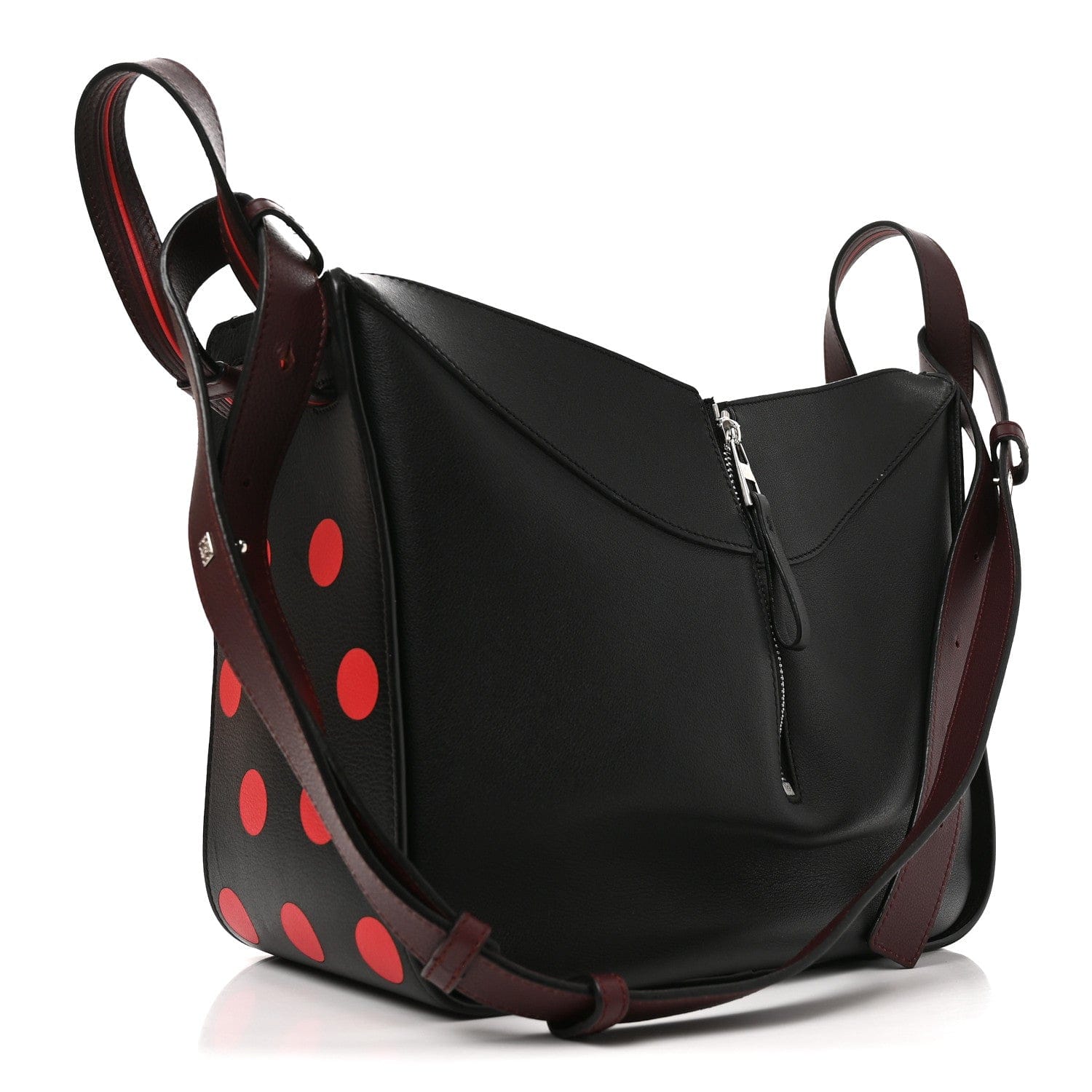 Loewe Calfskin Circle Medium Hammock Shoulder Bag Black Red