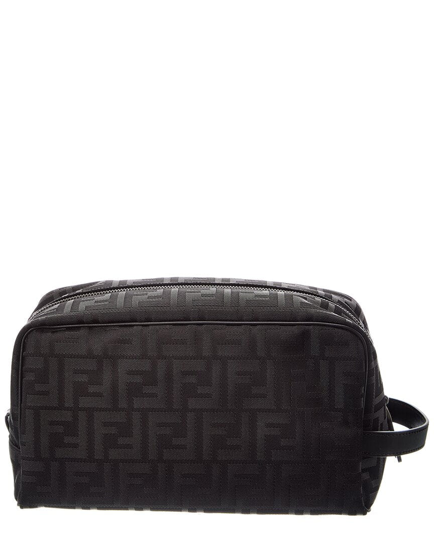 Fendi Ff Medium Nylon & Leather Pouch