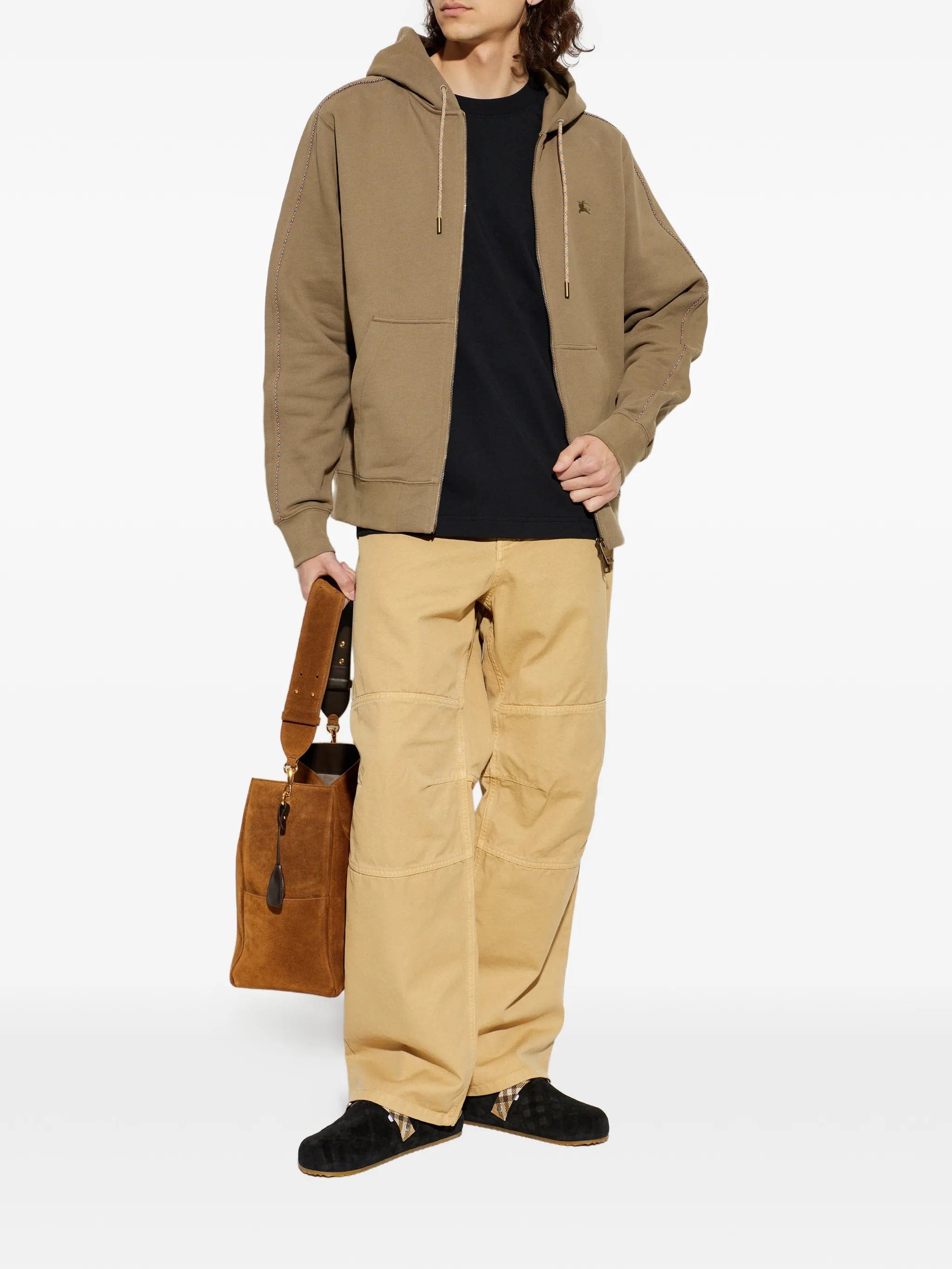 Burberry logo - embroidered zip - up hoodie