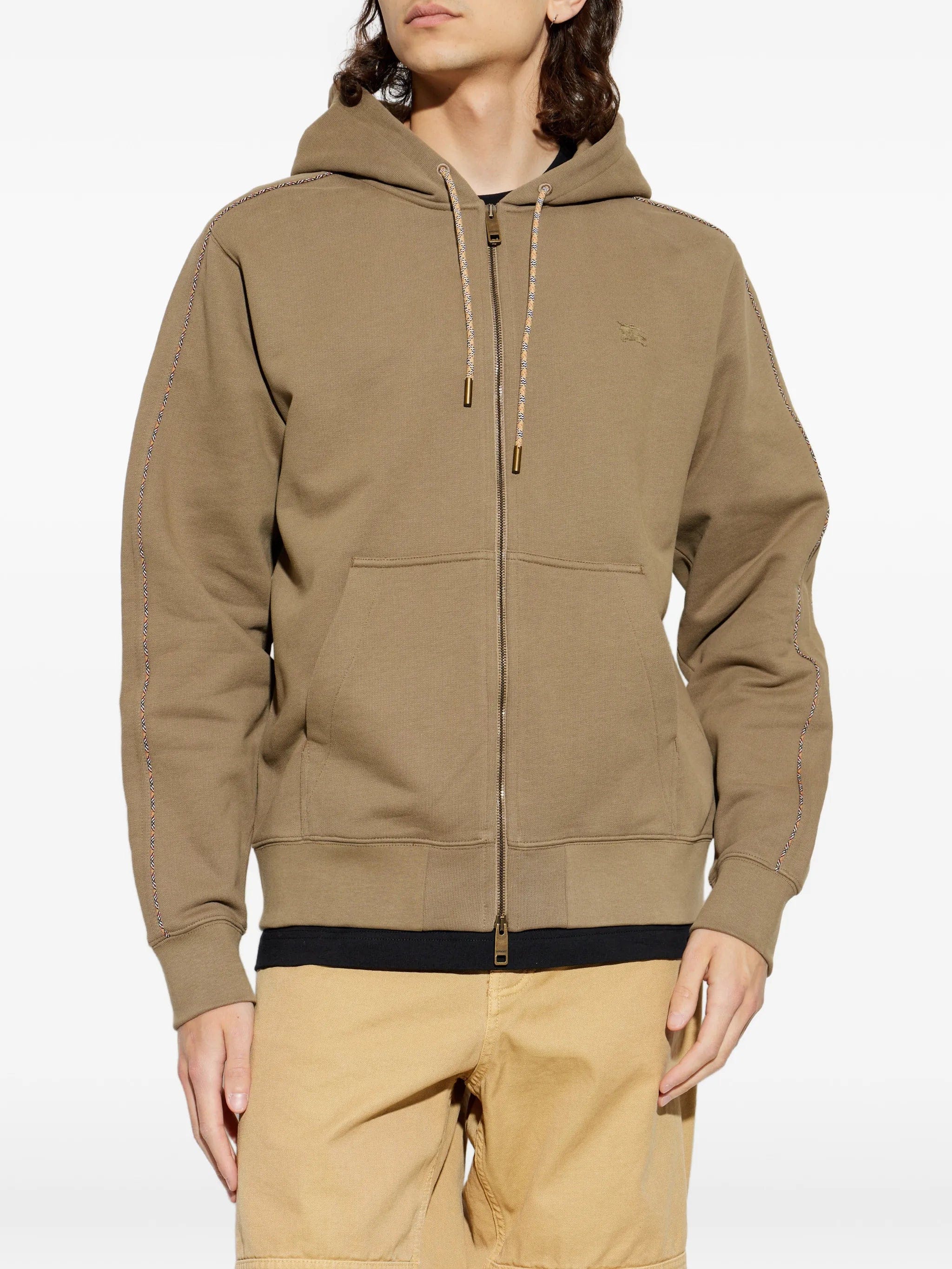 Burberry logo - embroidered zip - up hoodie