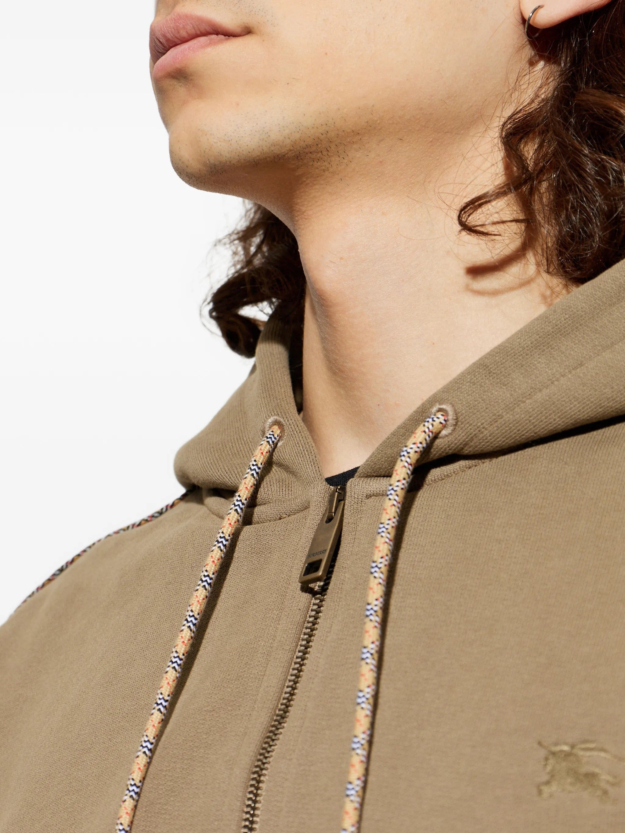 Burberry logo - embroidered zip - up hoodie