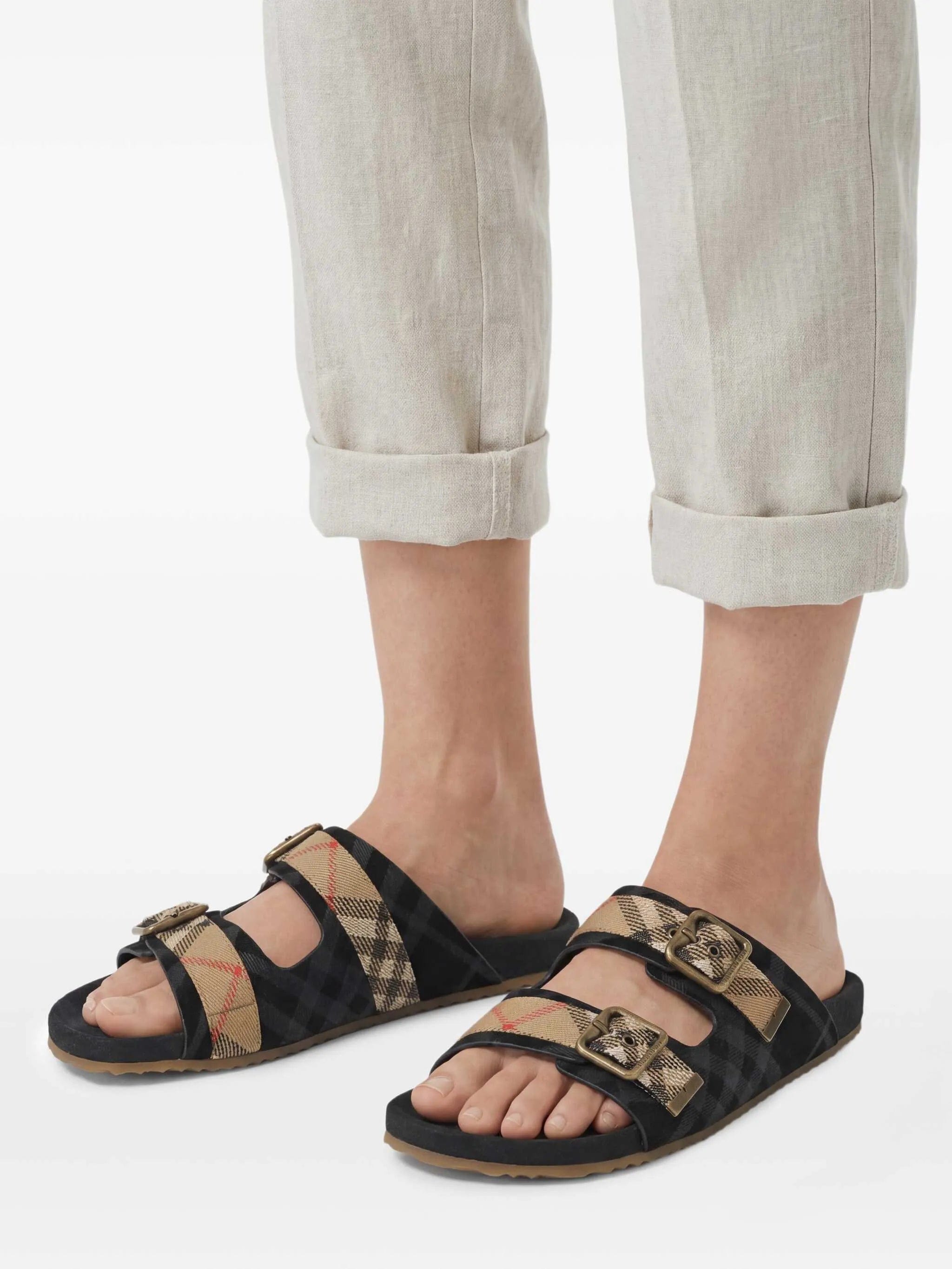 Burberry Urchin check suede flat sandals
