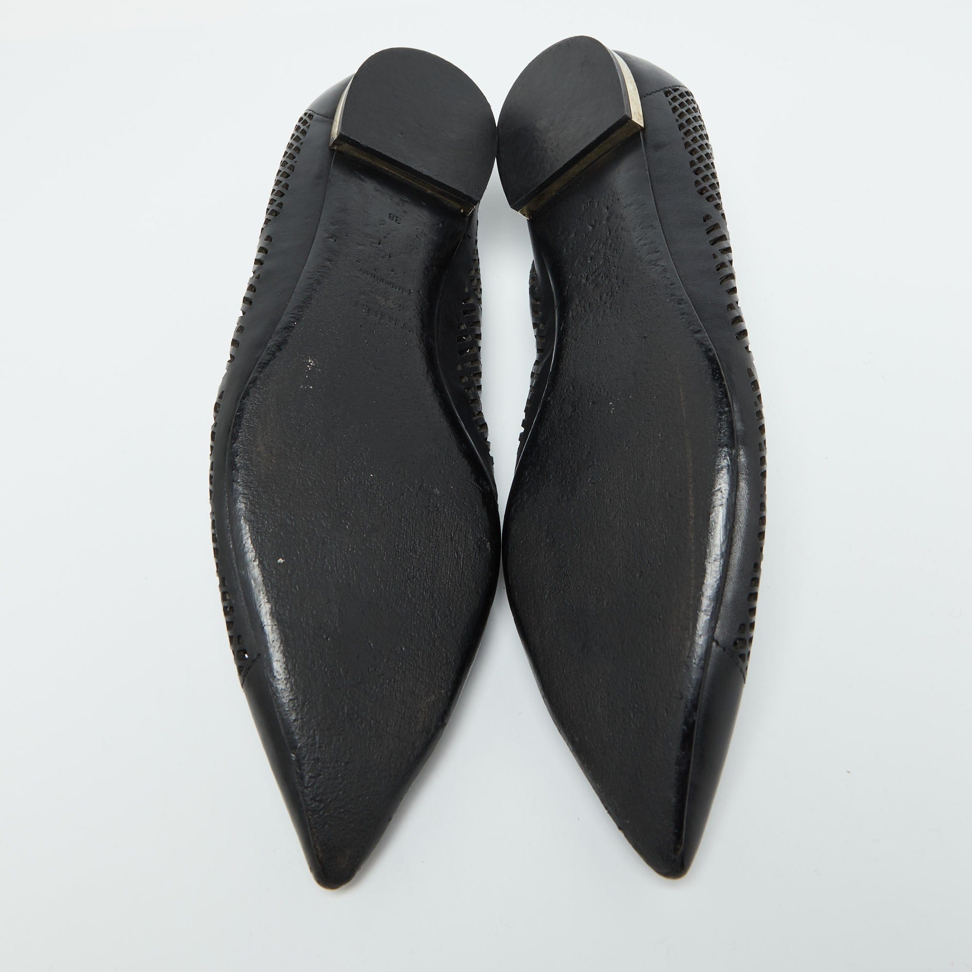 Burberry Black Laser Cut Leather Bradshaw Pointed Toe Flats
