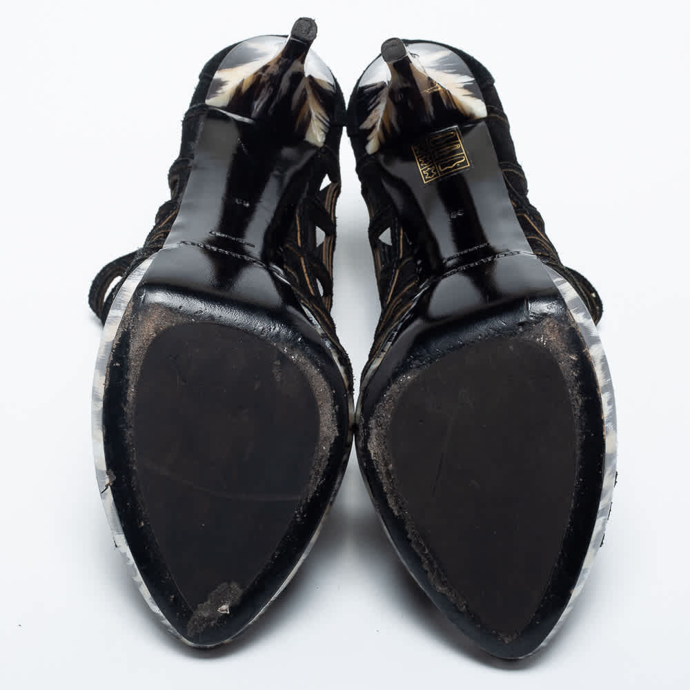 Burberry Black Cut Out Suede Ankle Booties