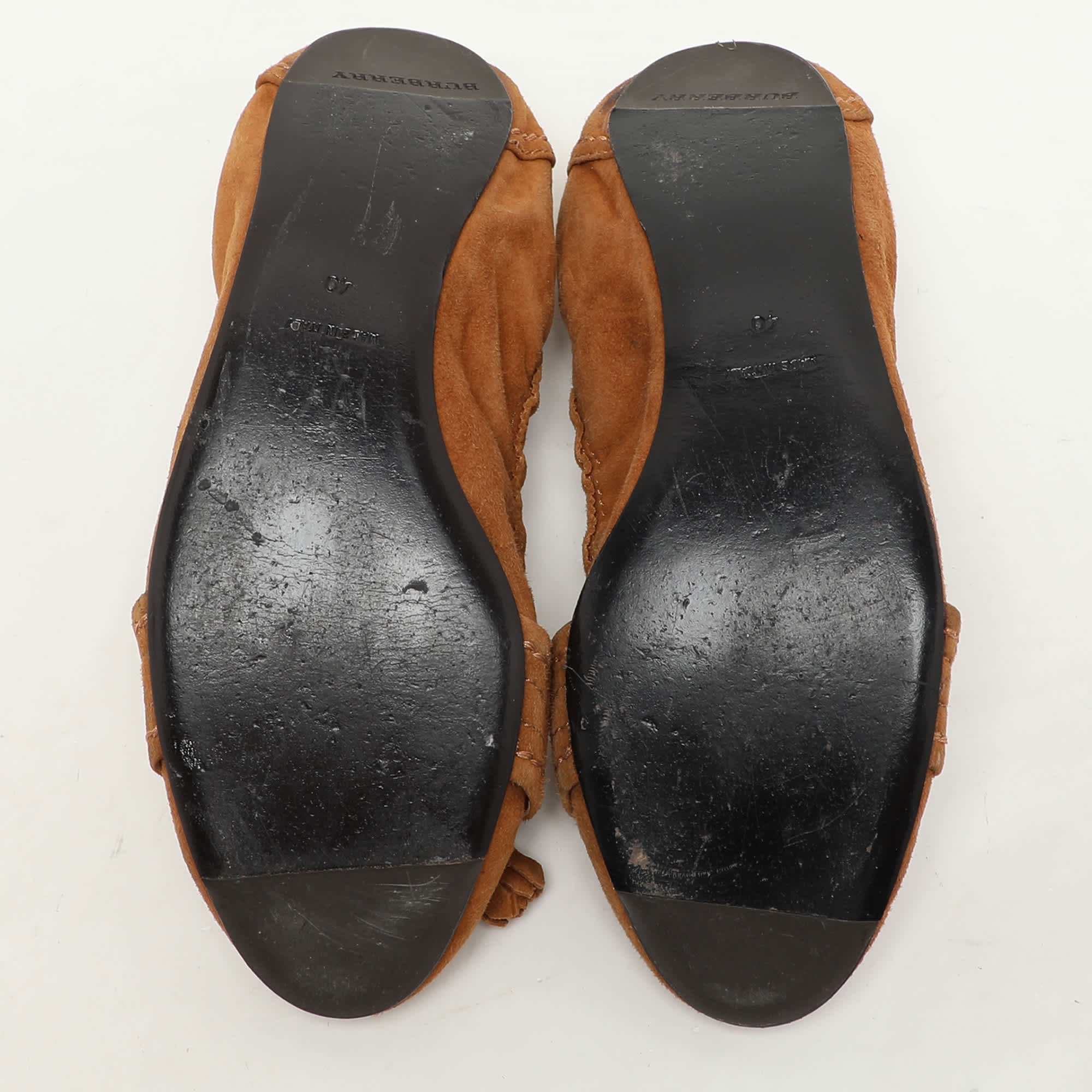Burberry Brown Suede Scrunch Ballet Flats