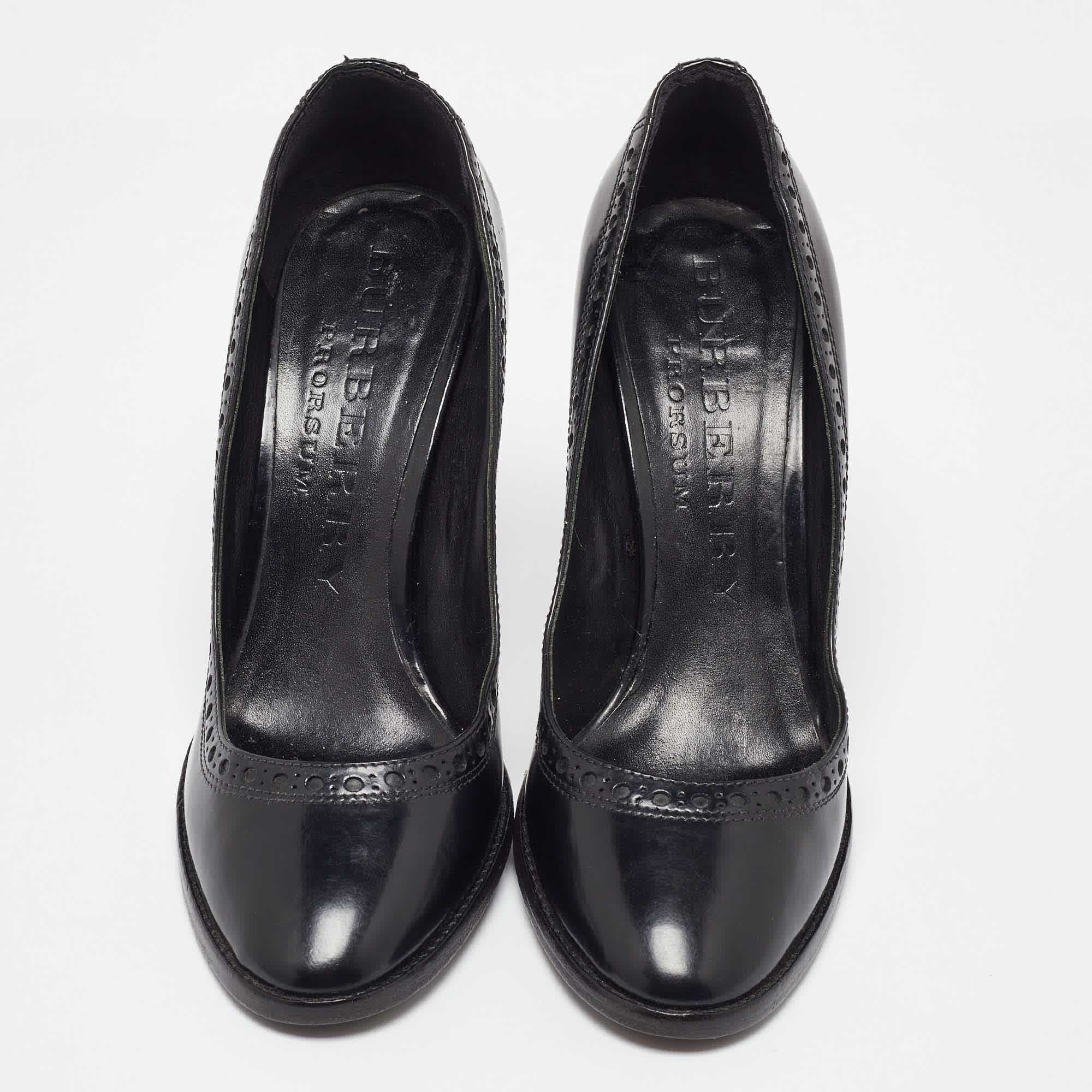 Burberry Black Leather Brogue Pumps
