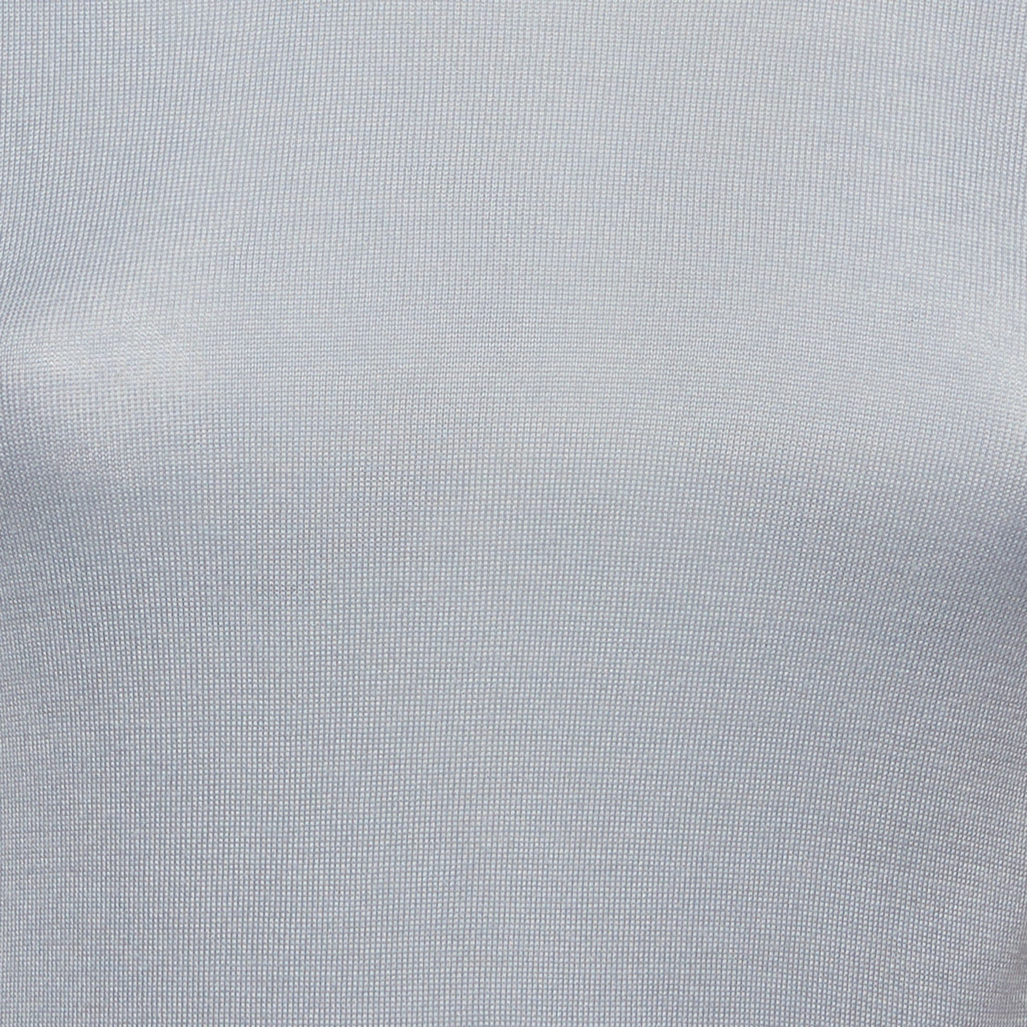 Burberry Blue Silk Knit Crewneck Top