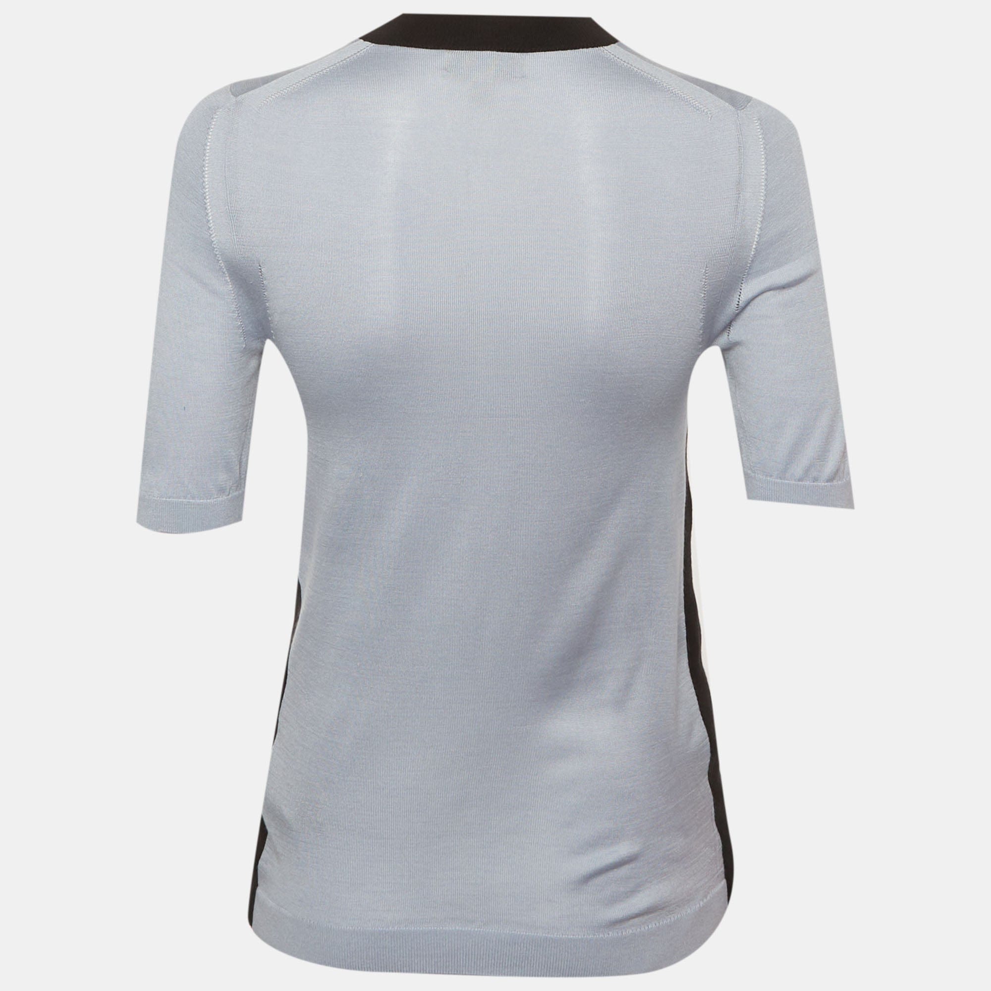 Burberry Blue Silk Knit Crewneck Top