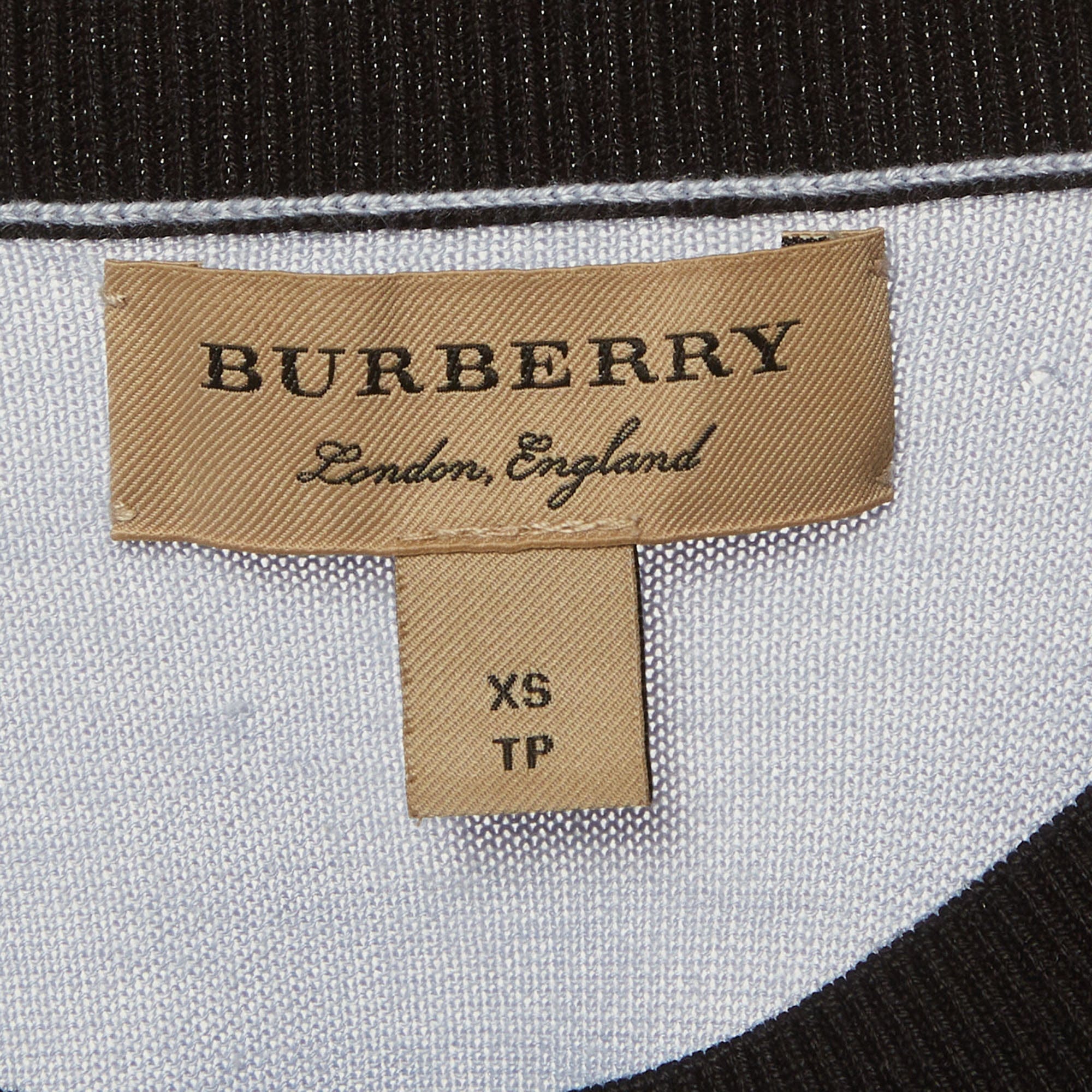 Burberry Blue Silk Knit Crewneck Top