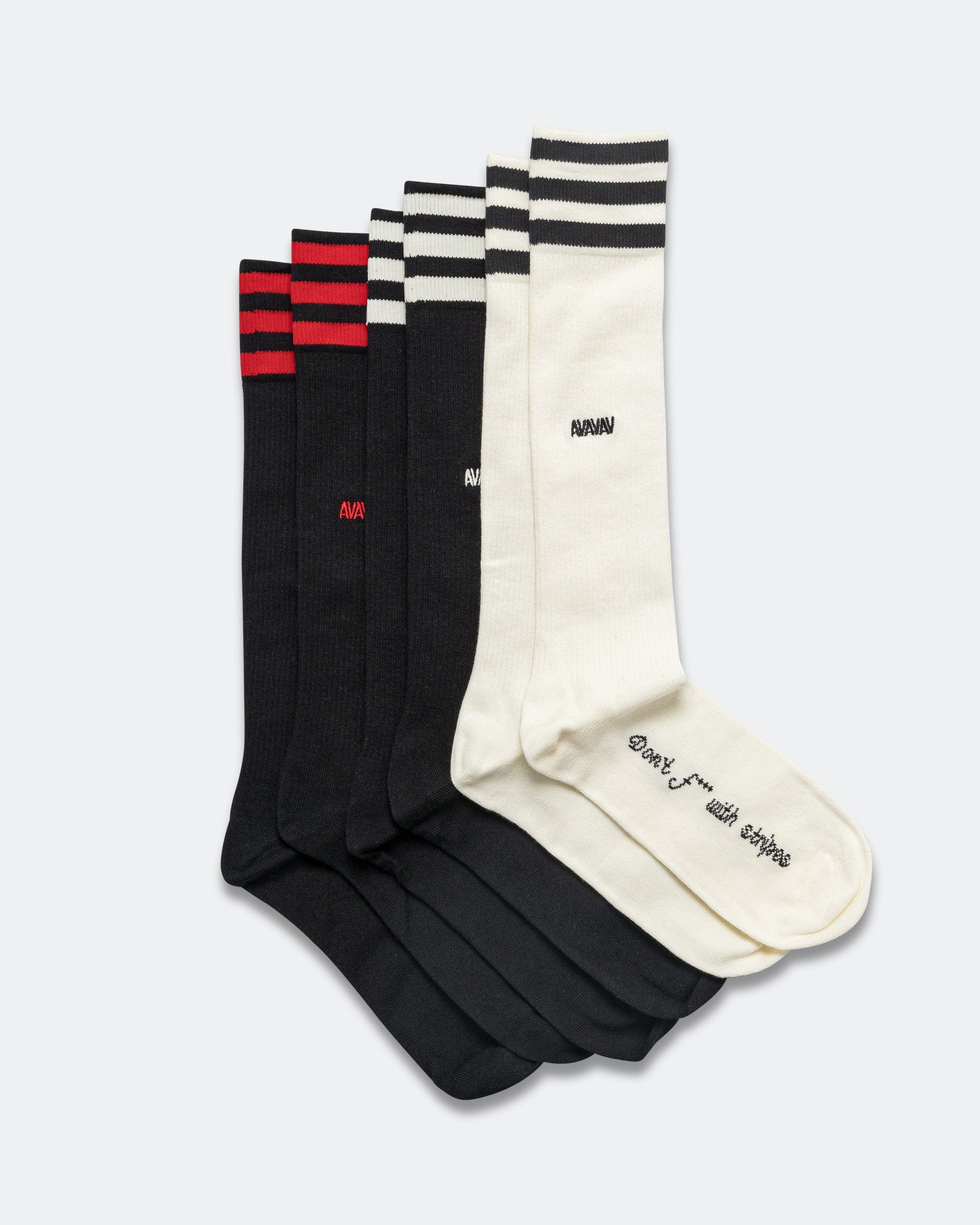 adidas Kneesock 3pk x AVAVAV - Cream White/Black - Red