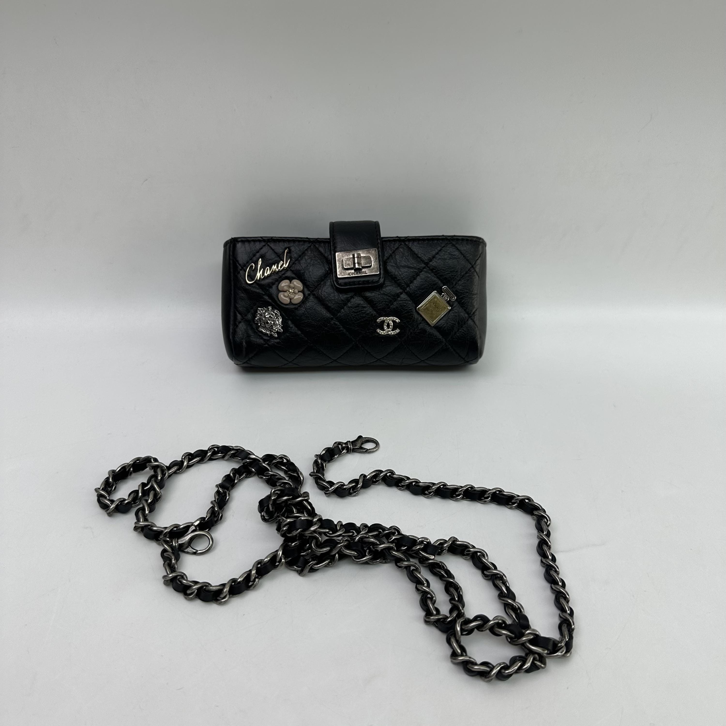 Chanel Black Quilted Lucky Charms Phone Holder C351255