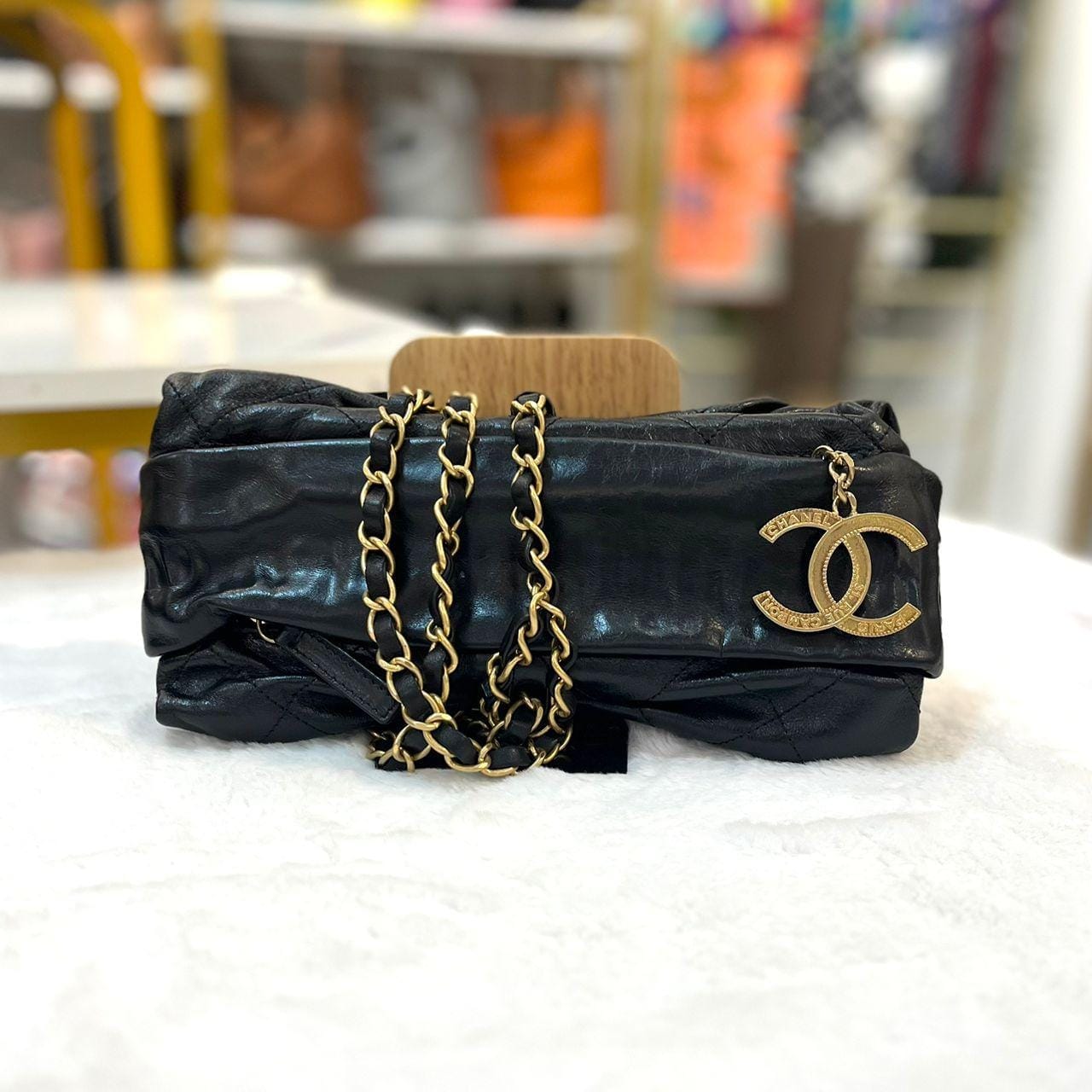 Chanel BLACK CALFSKIN LEATHER PARIS BOMBAY MIDNIGHT SWIM BALUCHON BAG IN GHW SYCHB1423