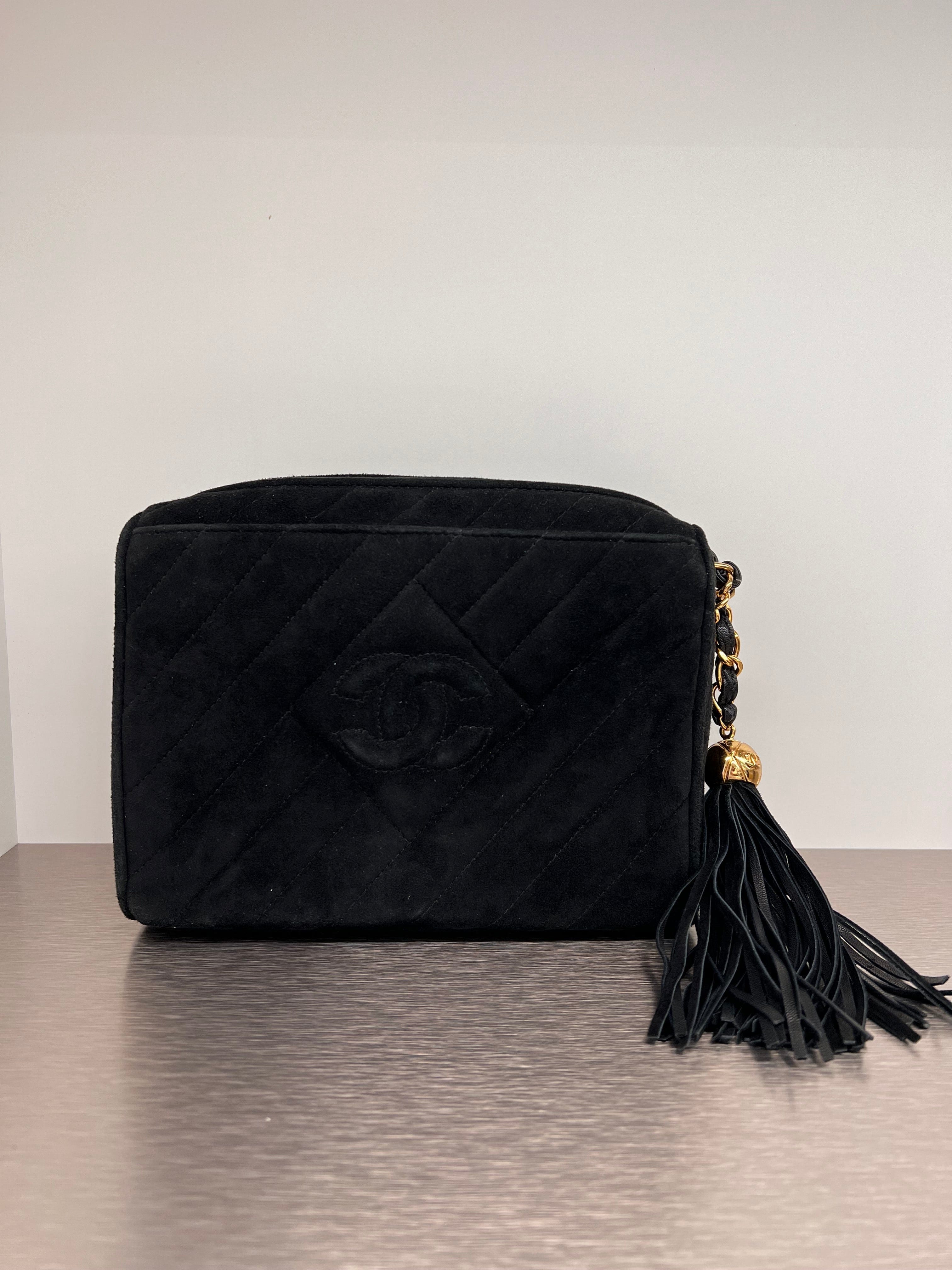 Chanel Vintage suede camera bag black GHW 3483636 SKCT4030