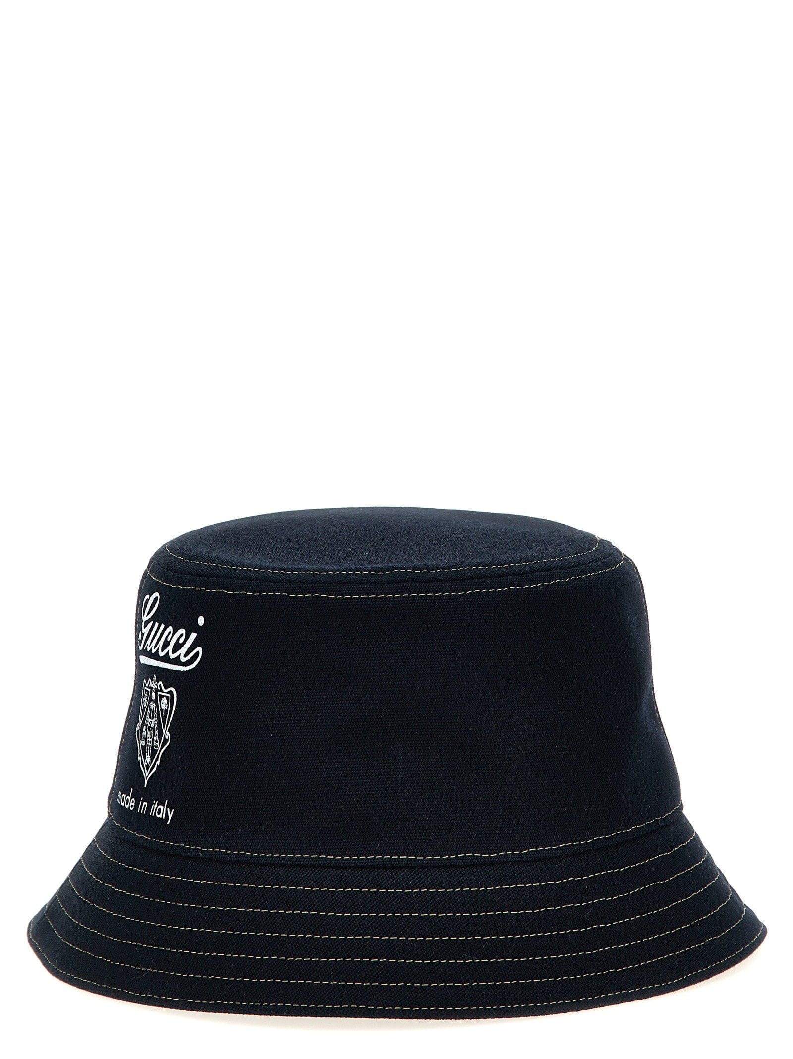 Gucci Coat of Arms Print Bucket Hat — Black