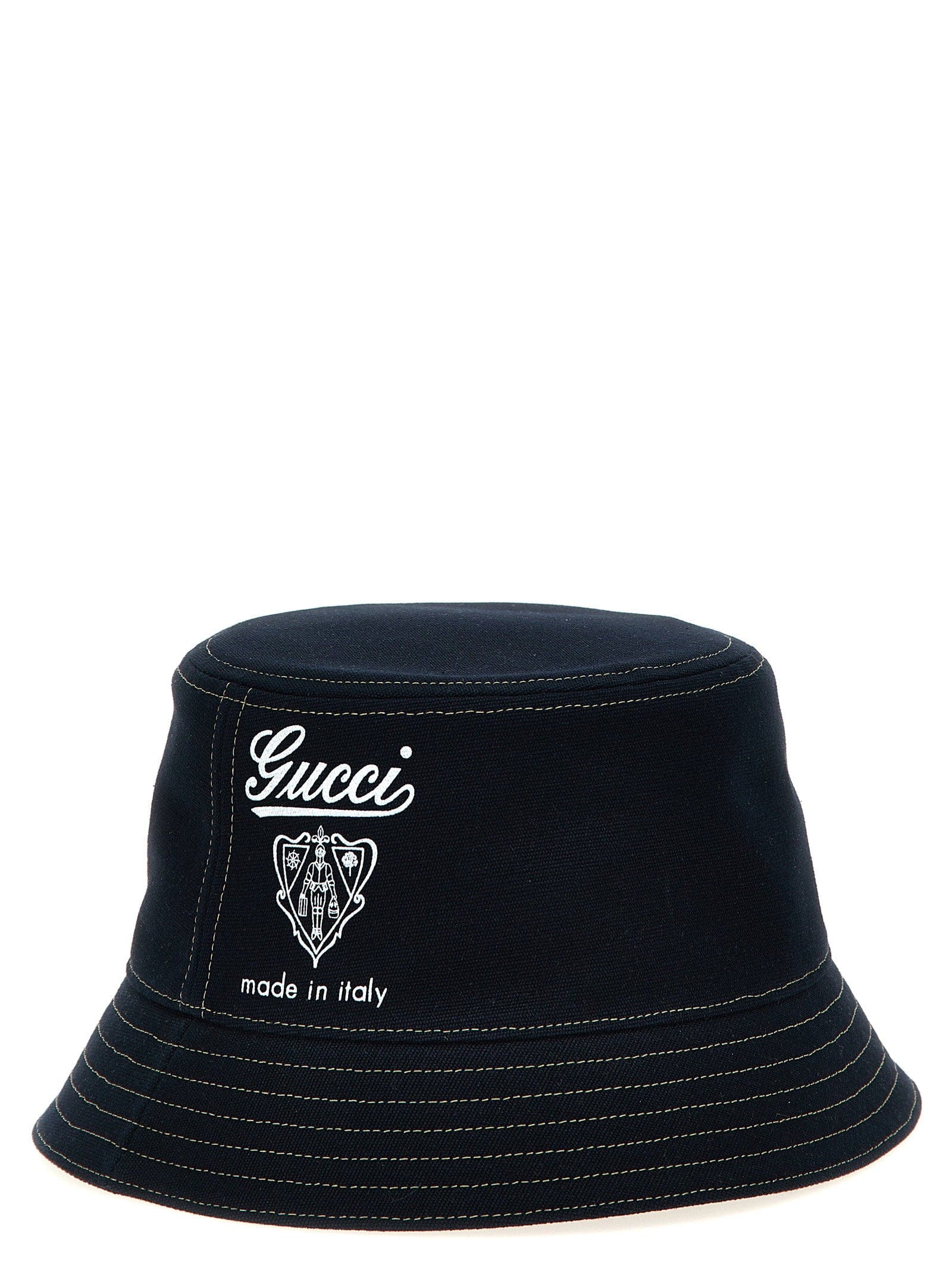 Gucci Coat of Arms Print Bucket Hat — Black