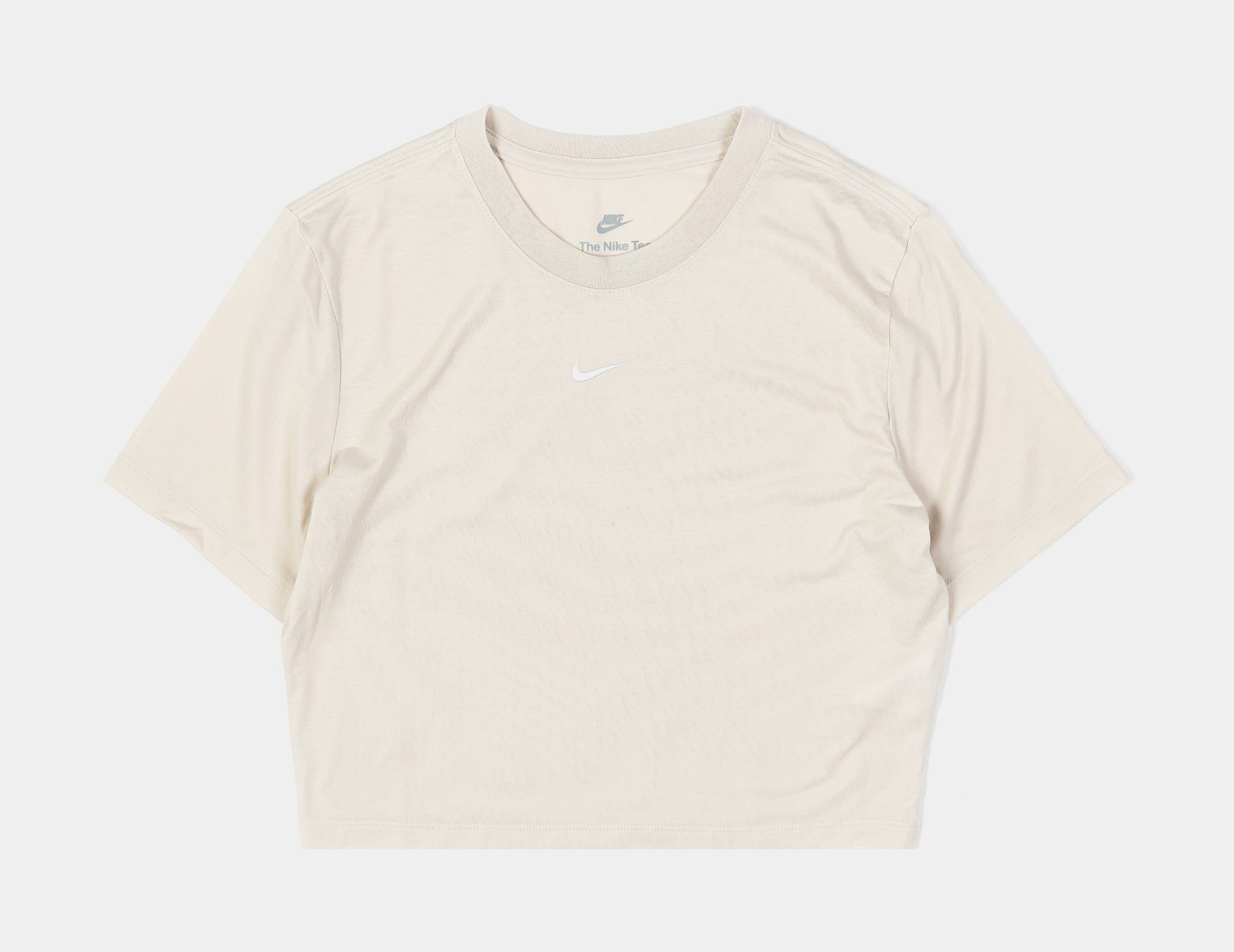 Nike NSW Essential Slim Crop Womens Short Sleeve Shirt (Beige/White)