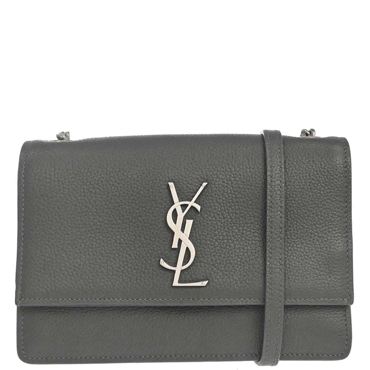 Saint Laurent Gray Leather Sunset Shoulder Bag