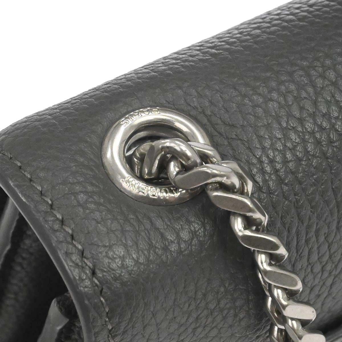 Saint Laurent Gray Leather Sunset Shoulder Bag
