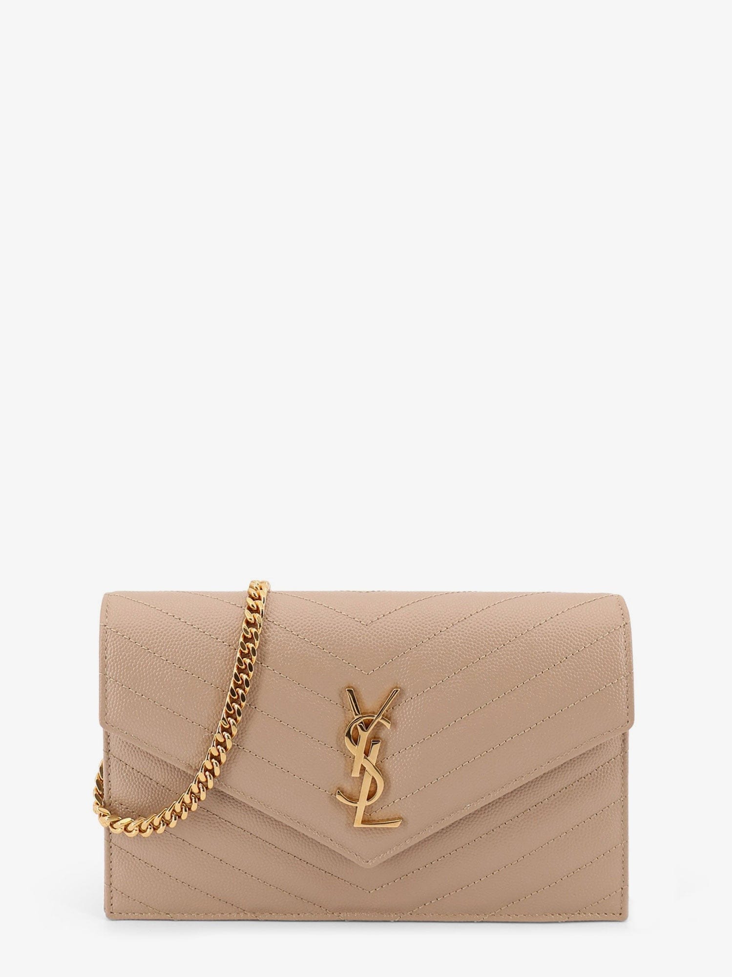 Saint Laurent Women Leather Shoulder Bag With Metal Cassandre Logo