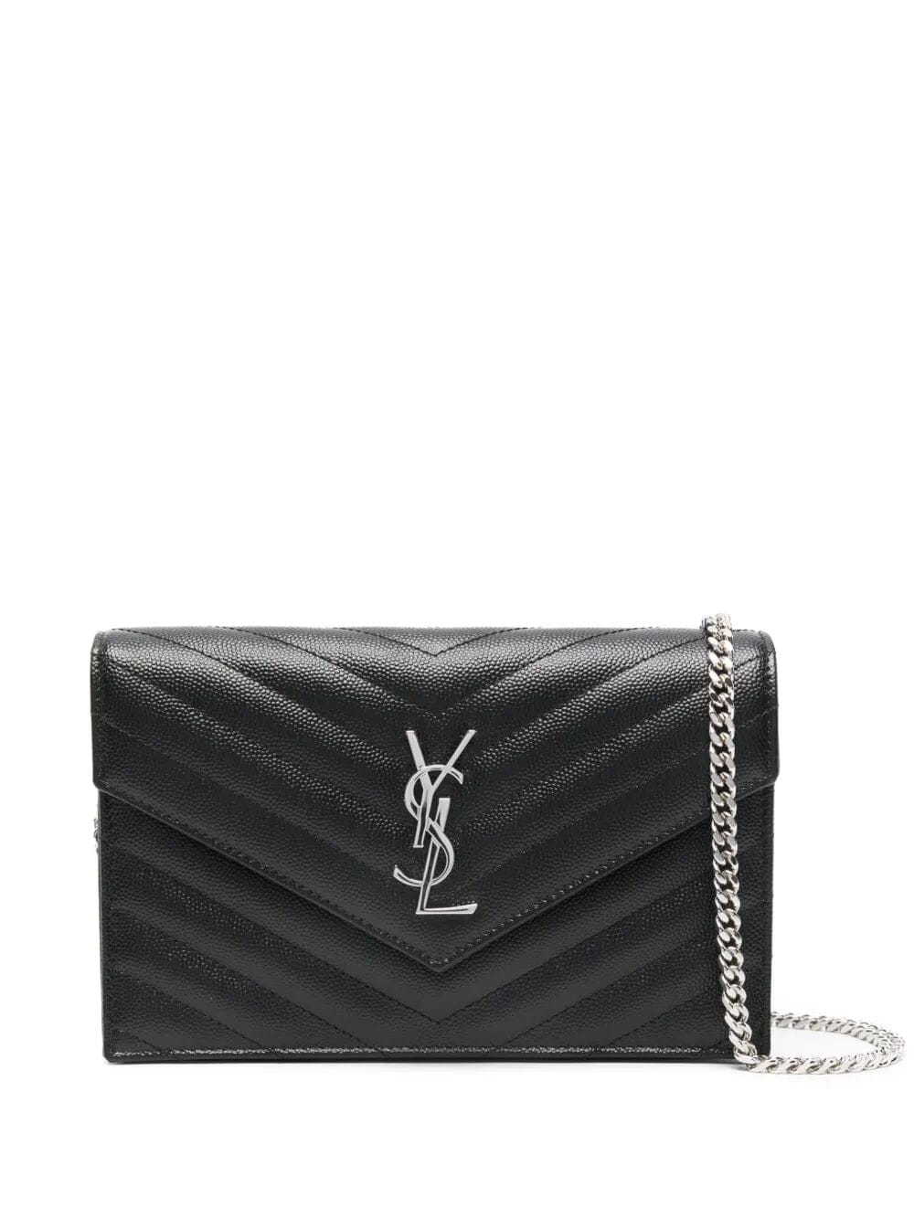 Saint Laurent Women Cassandre Envelope Chain Wallet In Grain De Poudre Leather