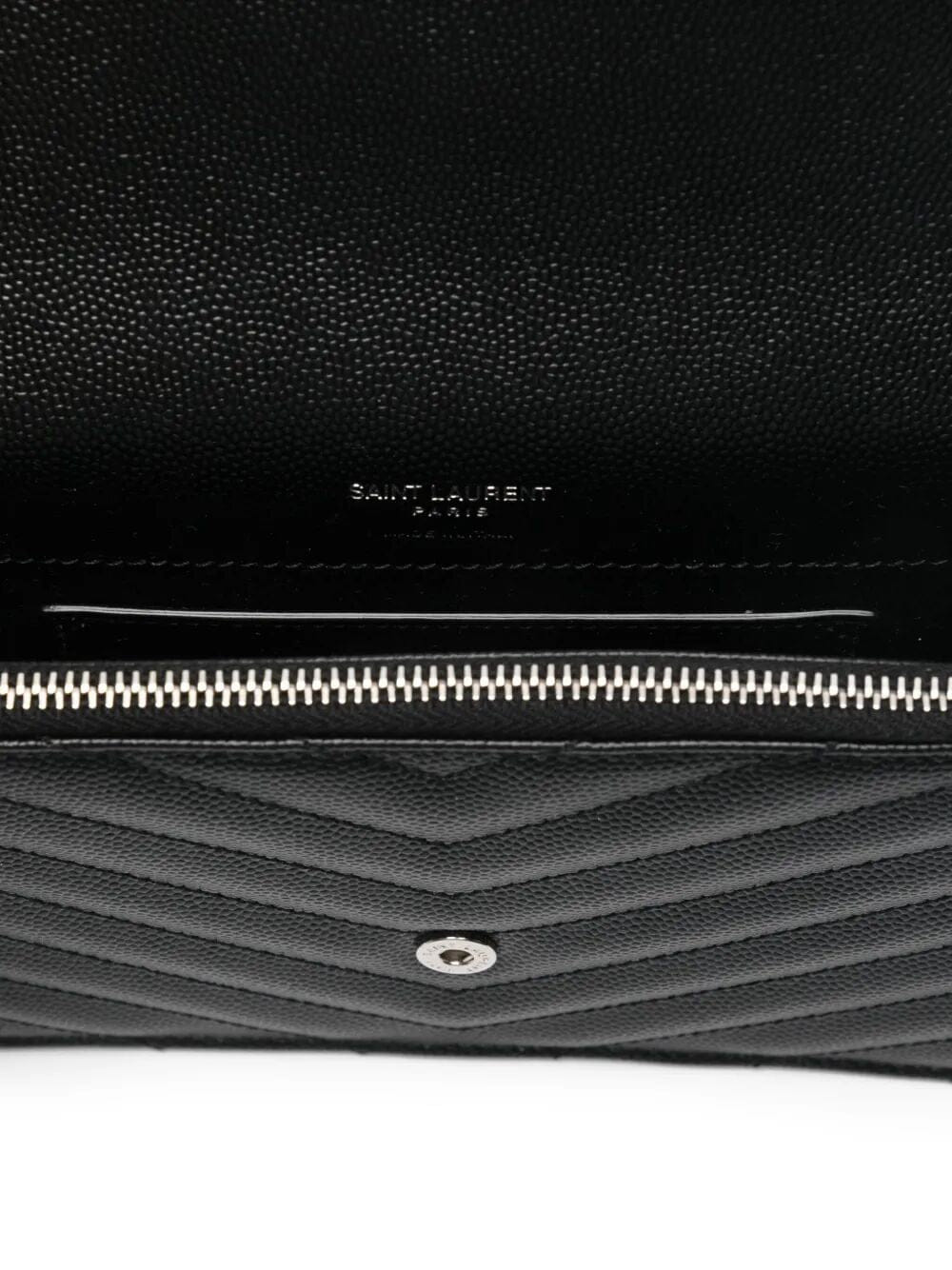 Saint Laurent Women Cassandre Envelope Chain Wallet In Grain De Poudre Leather