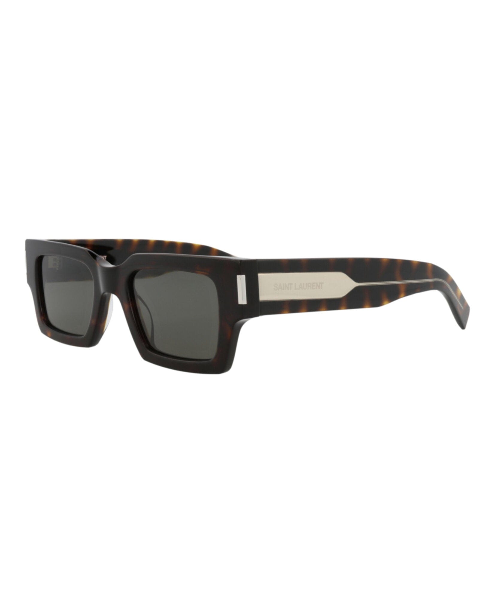 Saint Laurent Unisex Square/Rectangle Havana Crystal Grey Fashion Designer Eyewear