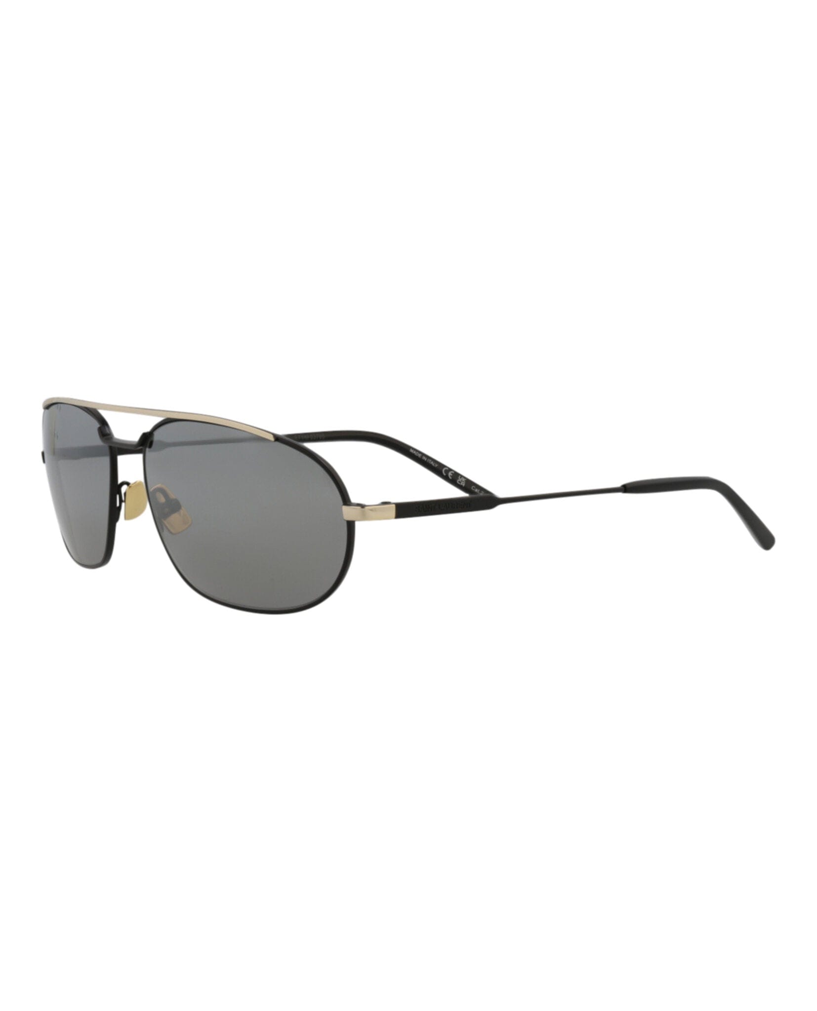 Saint Laurent Mens Round/Oval Black Black Silver Fashion Designer Eyewear
