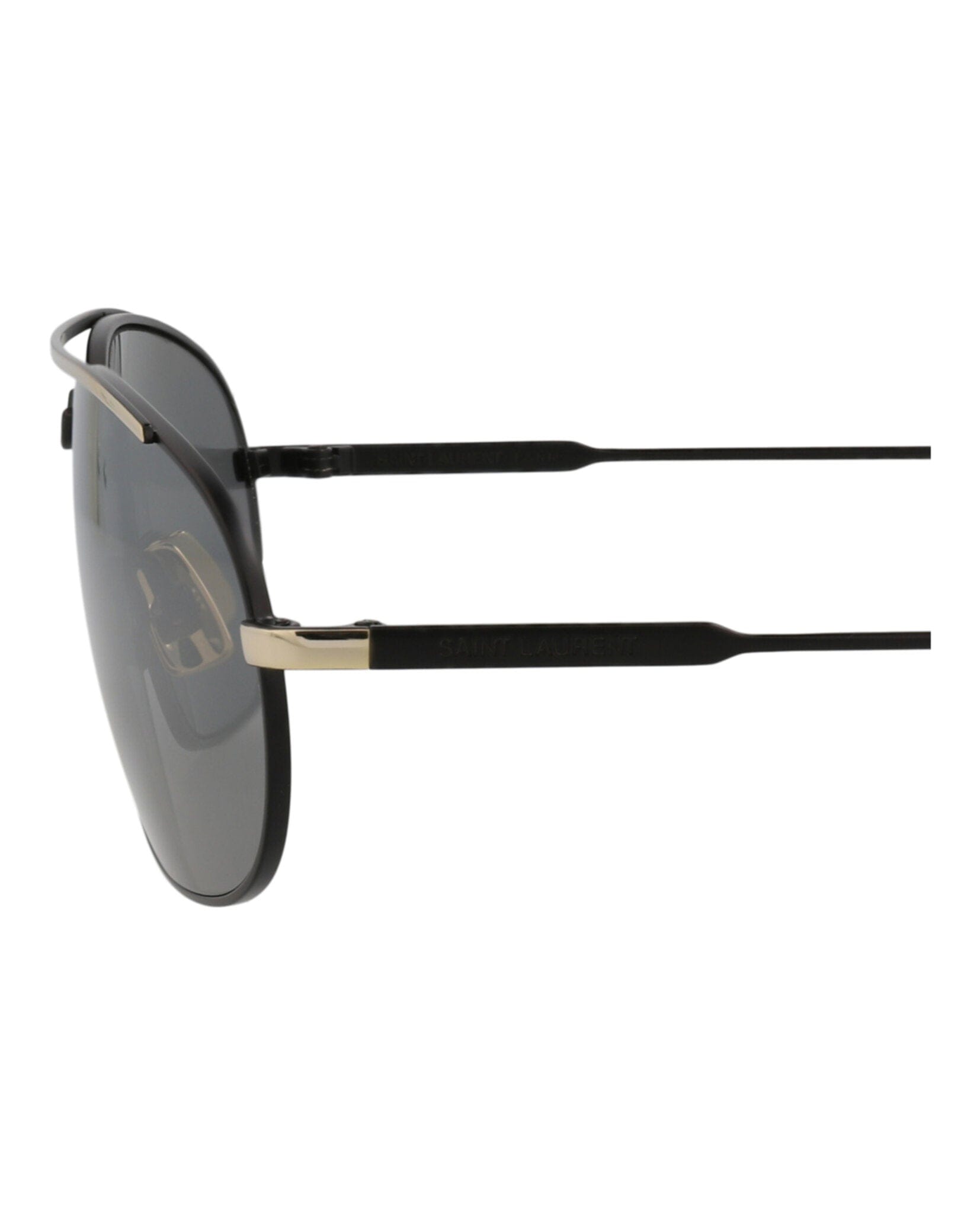 Saint Laurent Mens Round/Oval Black Black Silver Fashion Designer Eyewear