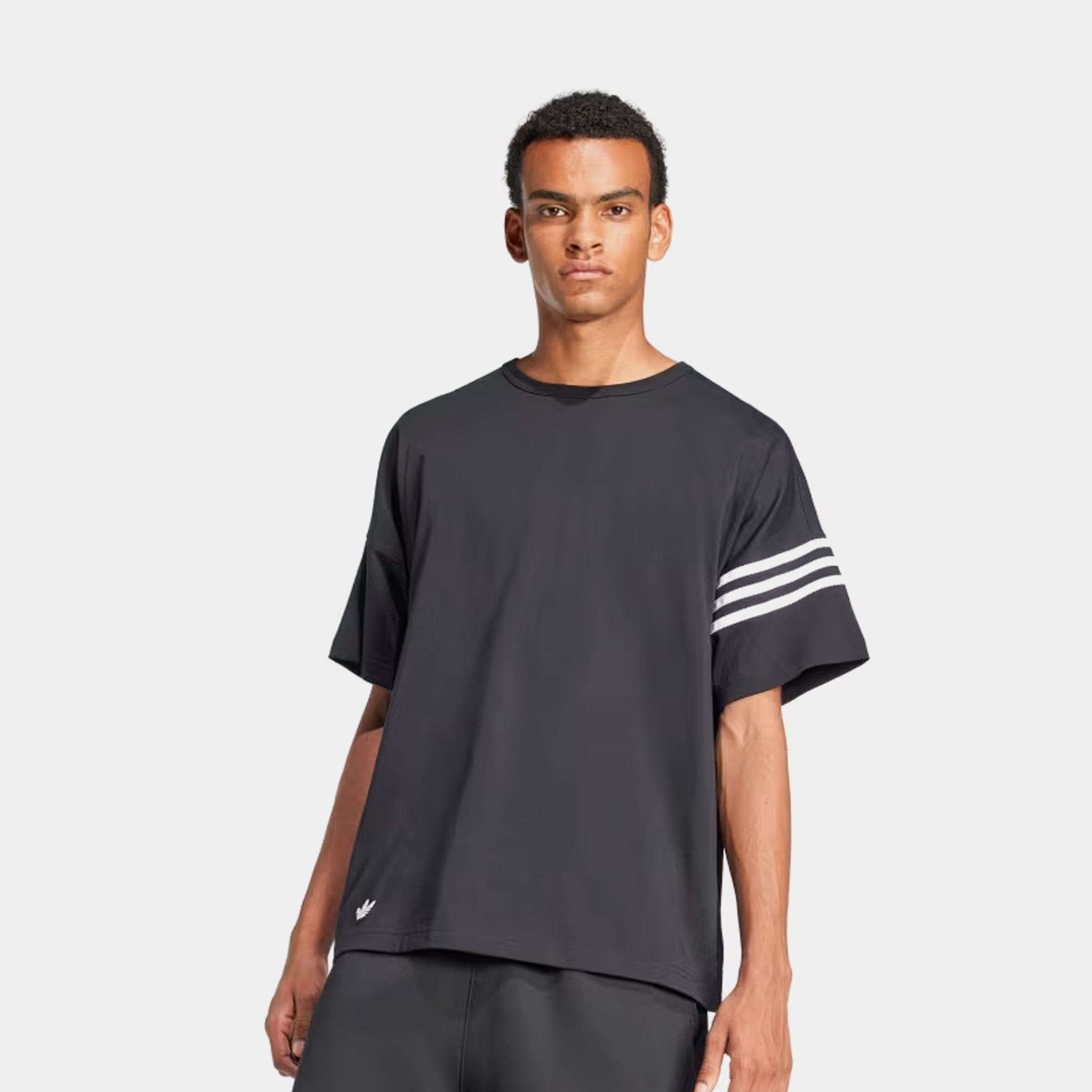 adidas Neuclassics 3 Stripes Mens Short Sleeve Shirt (Black/White)