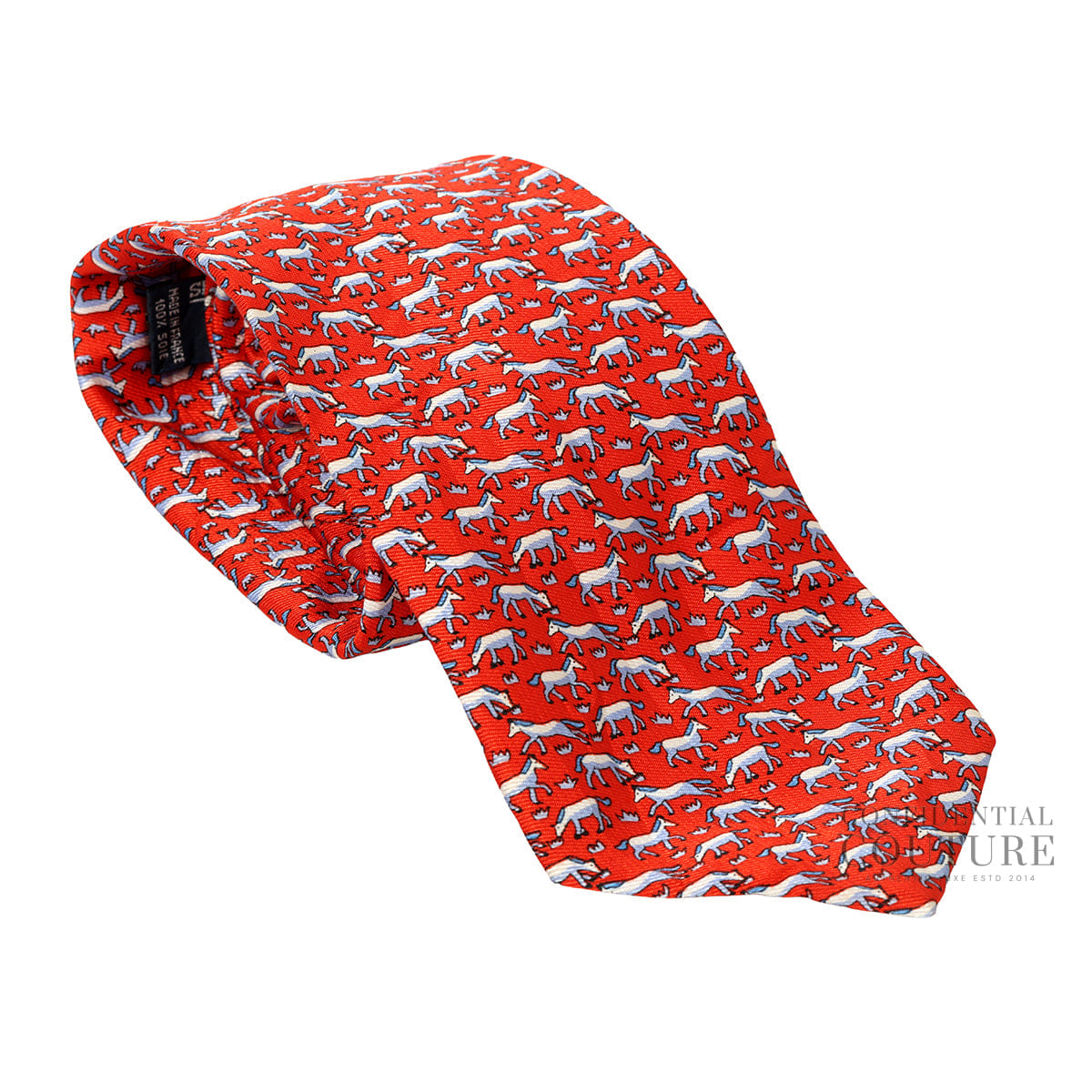 Hermes Red Figure Libre 100% Silk Neck Tie