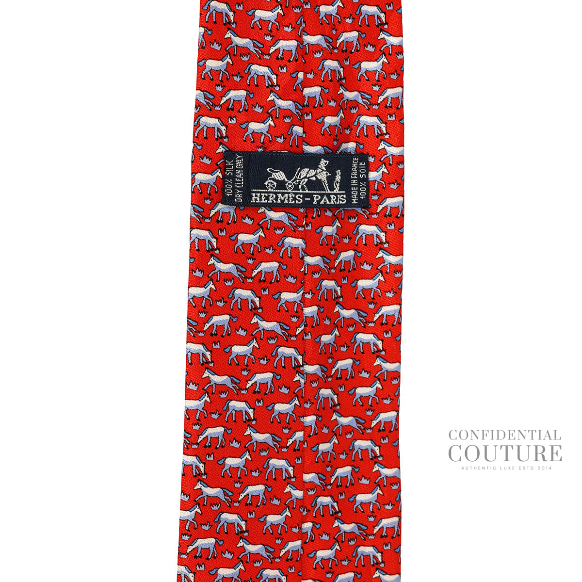 Hermes Red Figure Libre 100% Silk Neck Tie