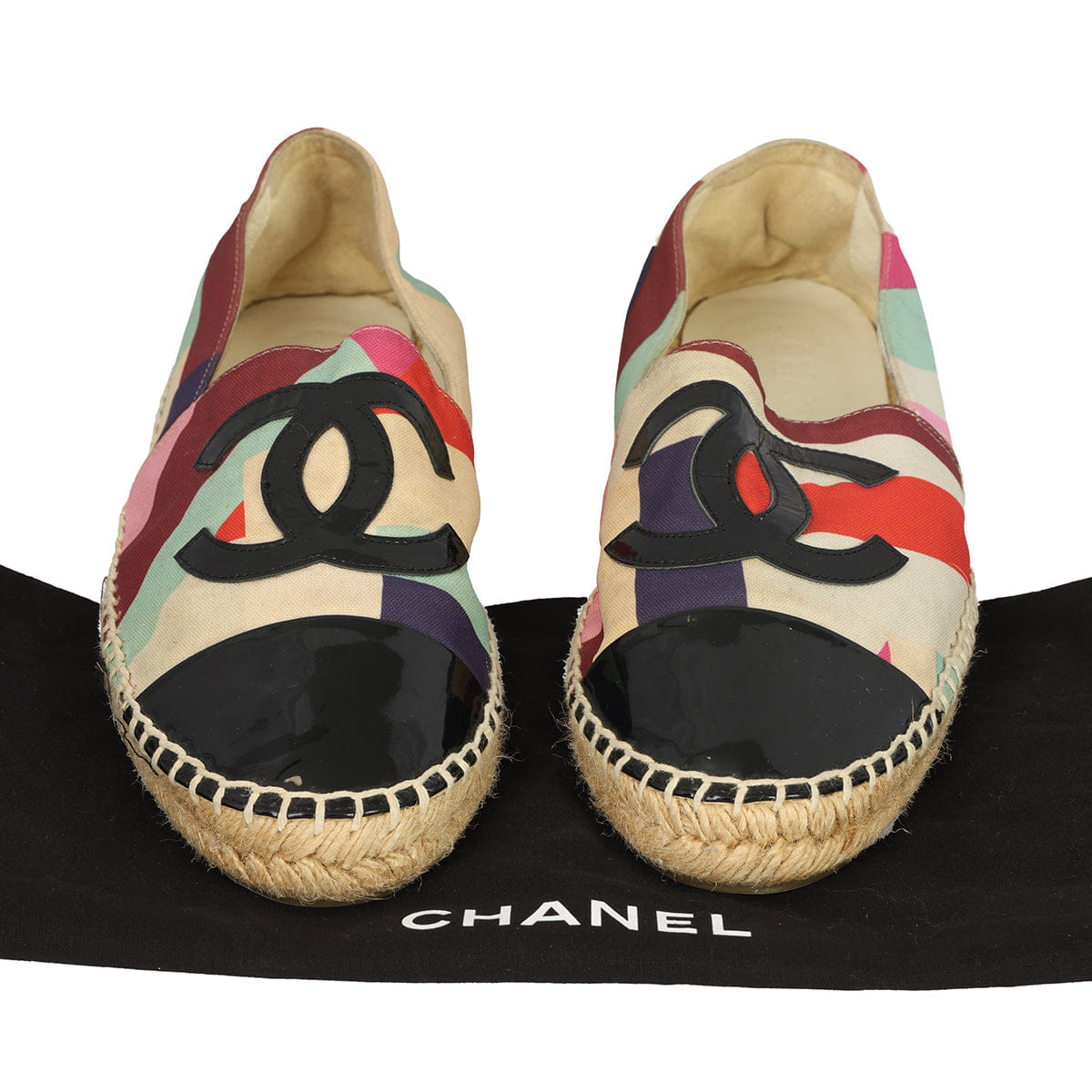 CHANEL EU - 38 MULTICOLOUR CC CAP - TOE ESPADRILLES