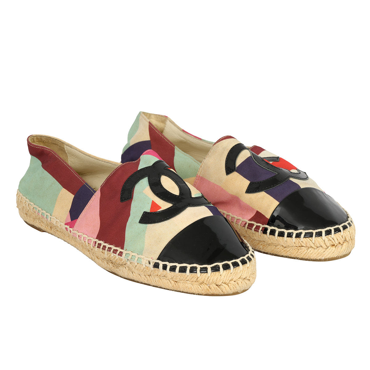 CHANEL EU - 38 MULTICOLOUR CC CAP - TOE ESPADRILLES