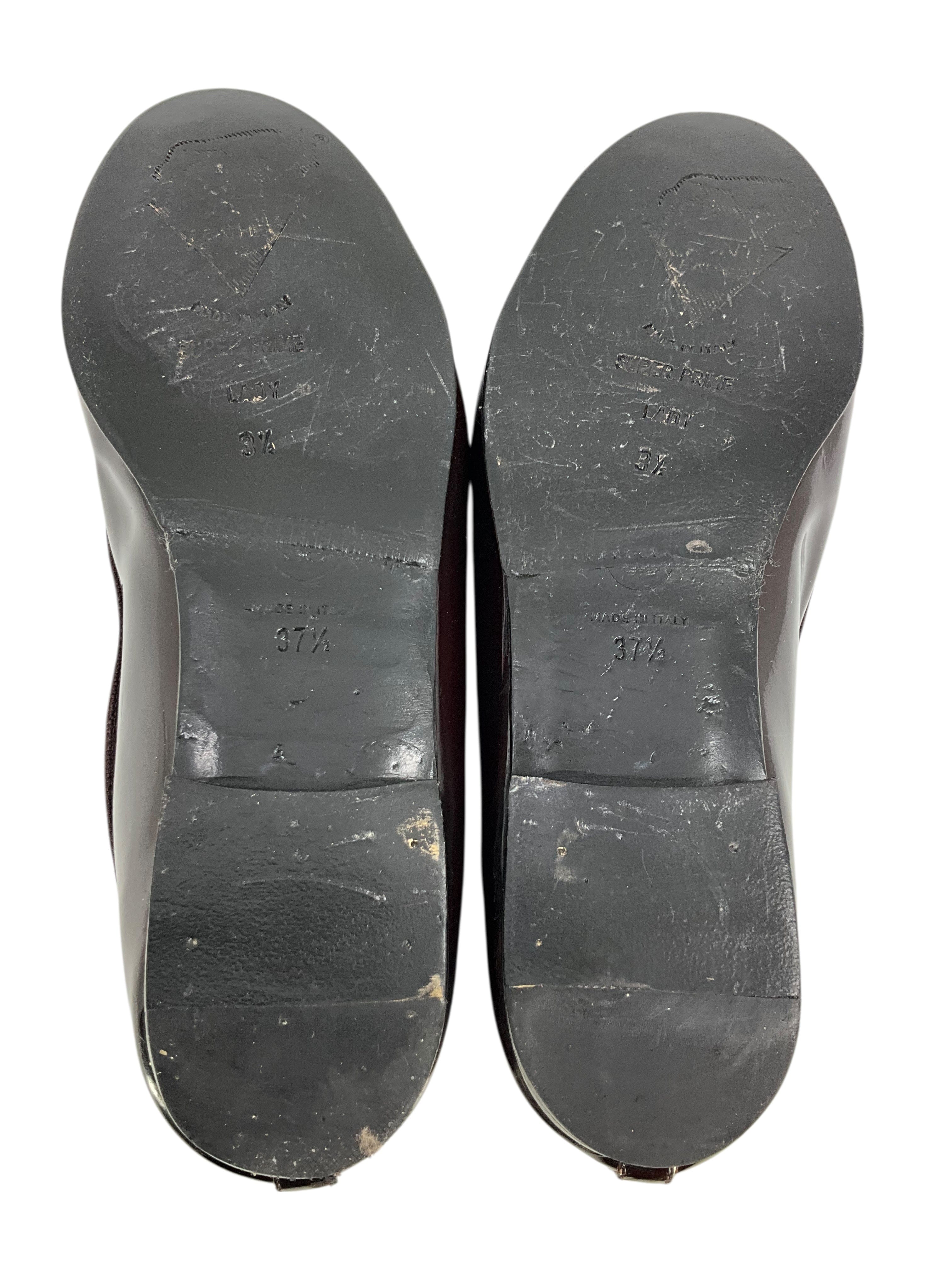 Chanel CC Cap Toe Patent Leather Ballet Flats Size 7.5