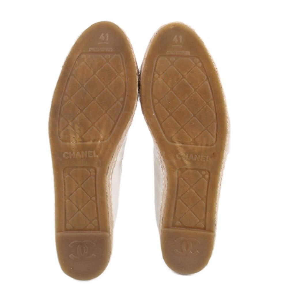 Chanel PATENT LEATHER ESPADRILLE FLATS WHITE 41 EU | 10 US